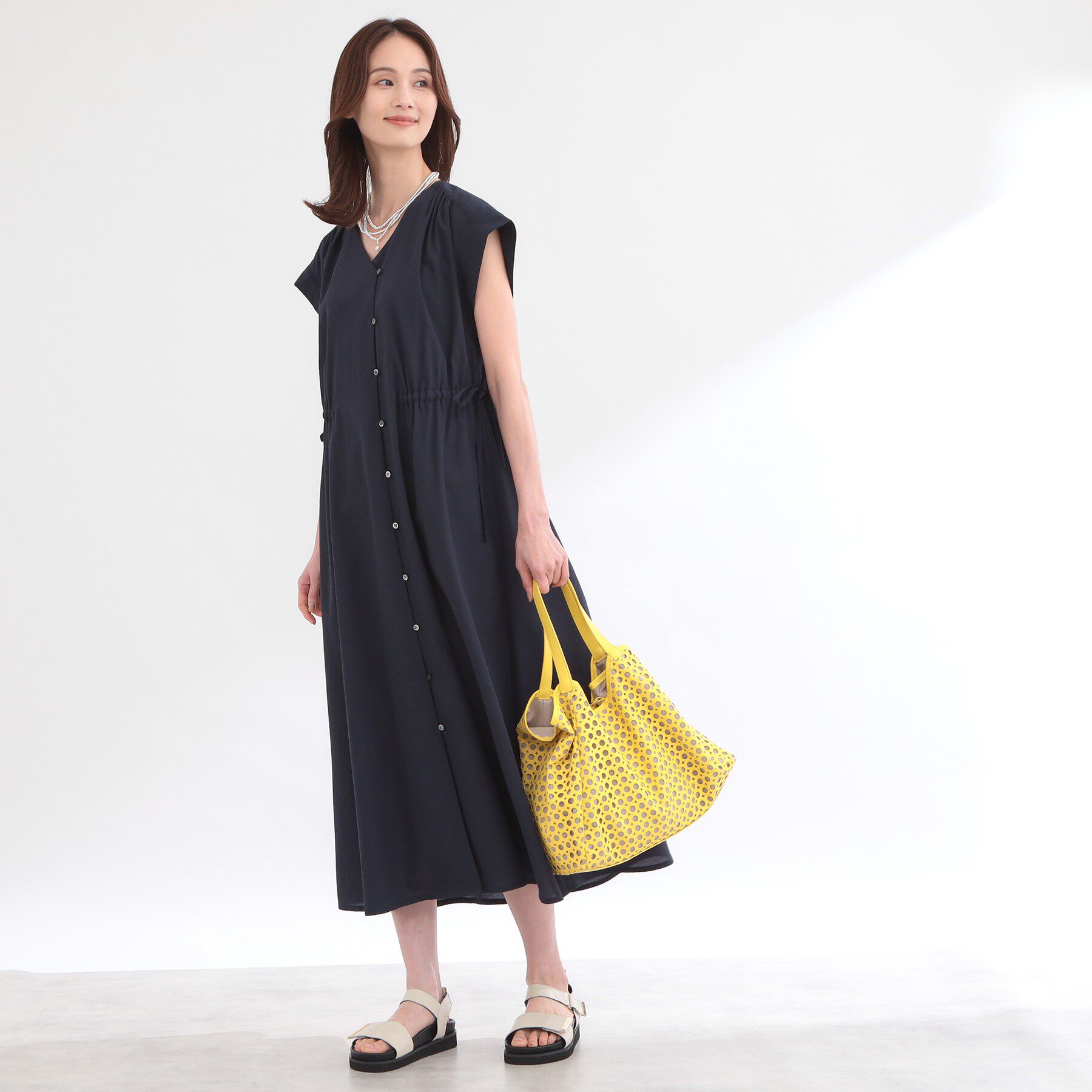 Reflect「【通気性あり／涼しい／マシンウォッシャブル】フロントボタンワンピース」|ワンピース|