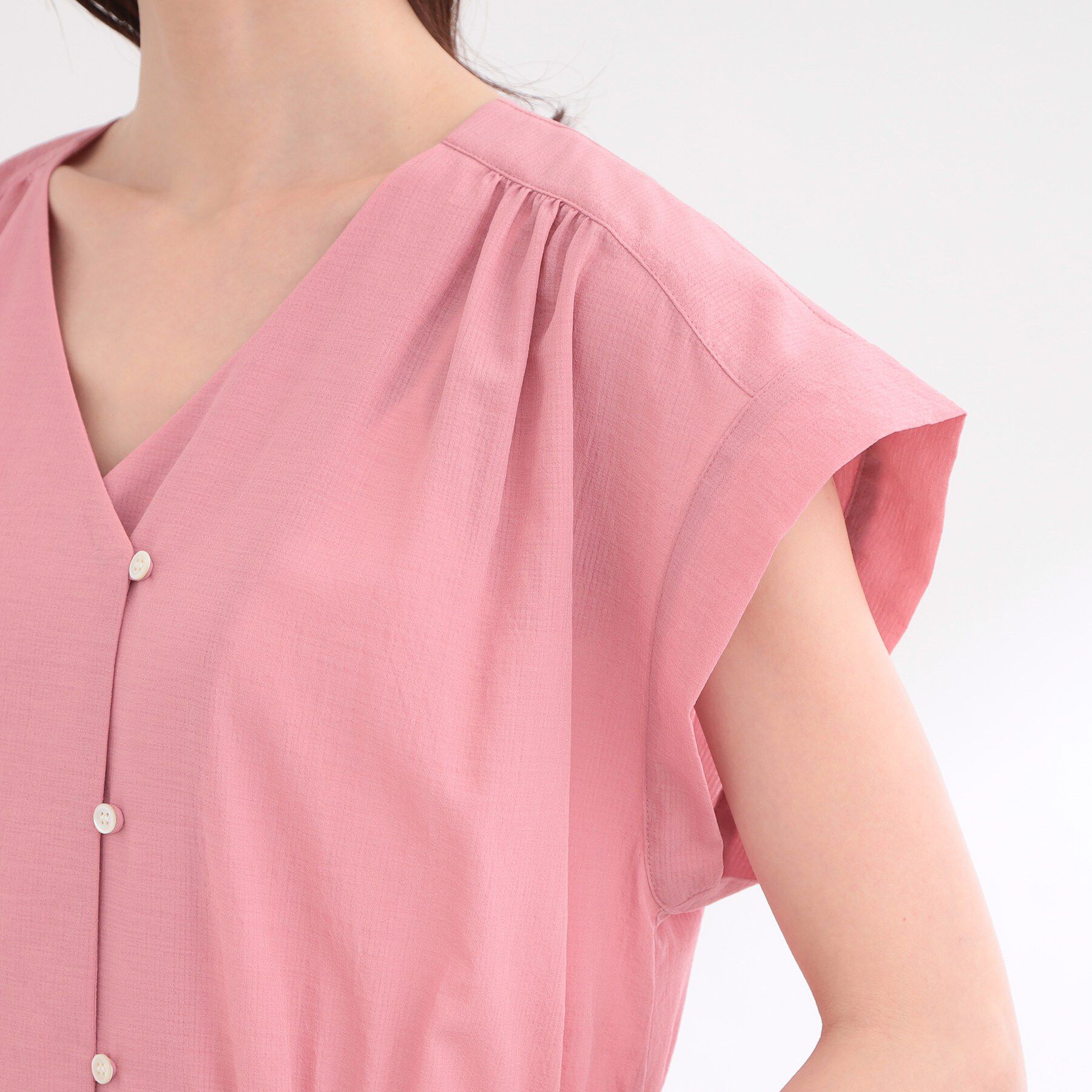 Reflect「【通気性あり／涼しい／マシンウォッシャブル】フロントボタンワンピース」|ワンピース|