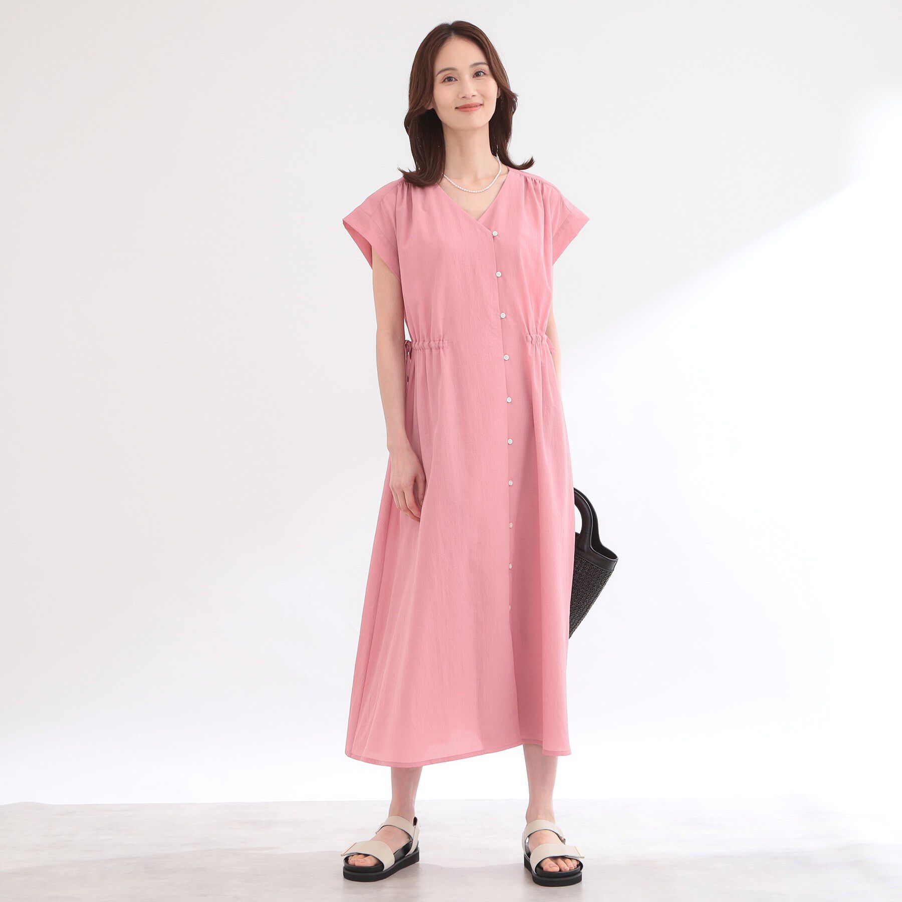 Reflect「【通気性あり／涼しい／マシンウォッシャブル】フロントボタンワンピース」|ワンピース|