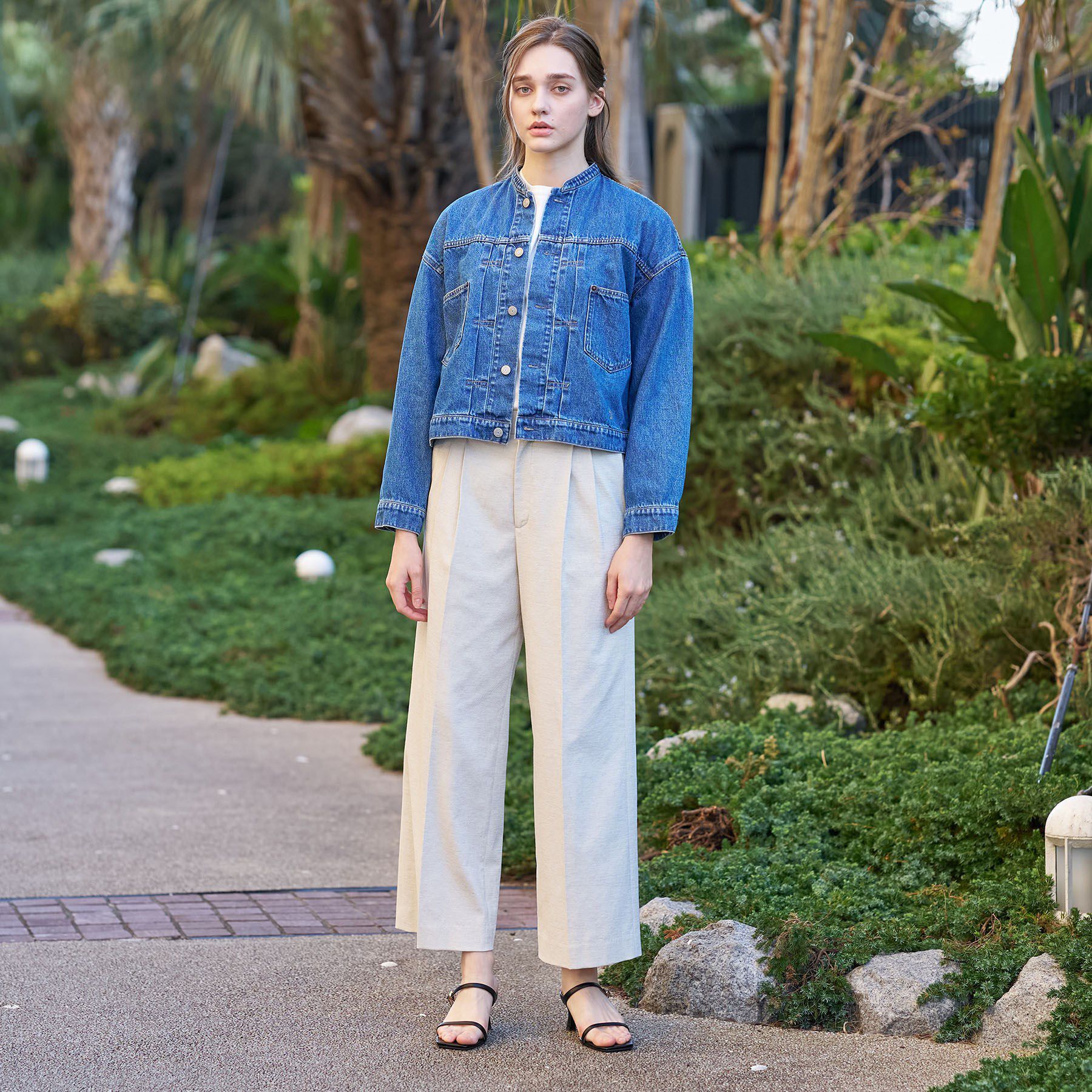 DRESSTERIOR「【ウォッシャブル】ヴィンテージバンドカラーGジャン」|デニムジャケット|