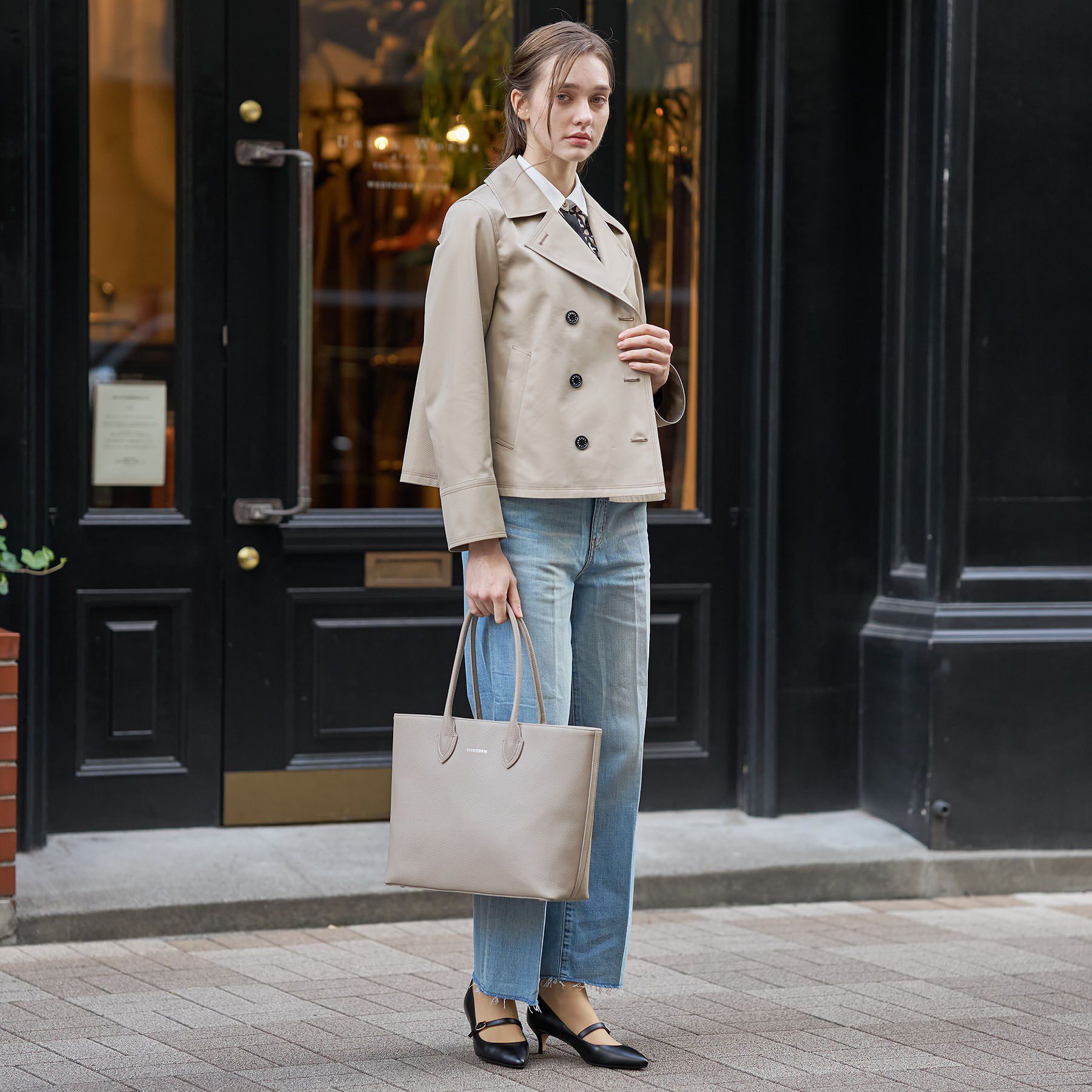 DRESSTERIOR「【ウォッシャブル/撥水素材】Aラインショートトレンチジャケット」|トレンチコート|