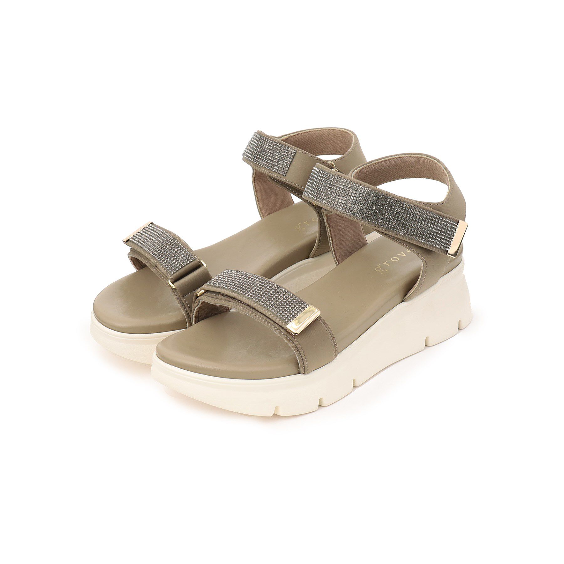 grove「【人間工学】ベルトフッドベッドサンダル」|サンダル|キラキラベージュ(1