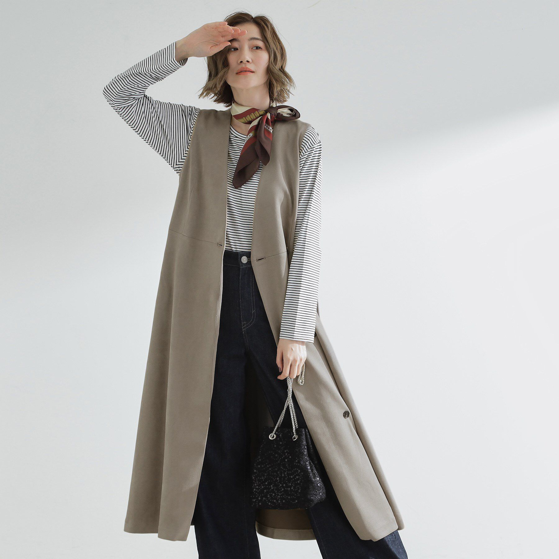 grove「【2WAY】スウェード調ジレワンピース」|ワンピース|