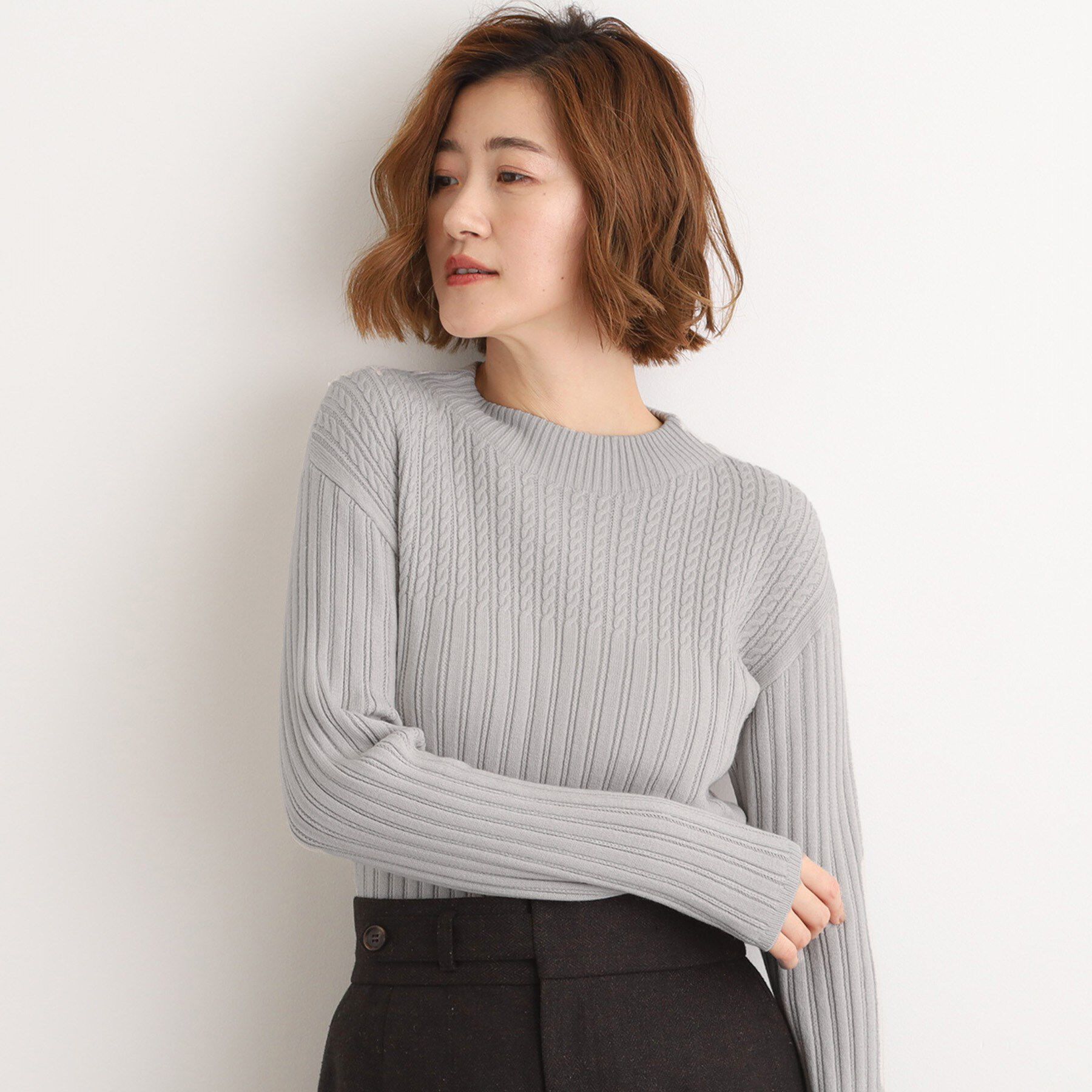 grove「【毛玉軽減／洗える】ミニケーブルニット」|ニット・セーター|