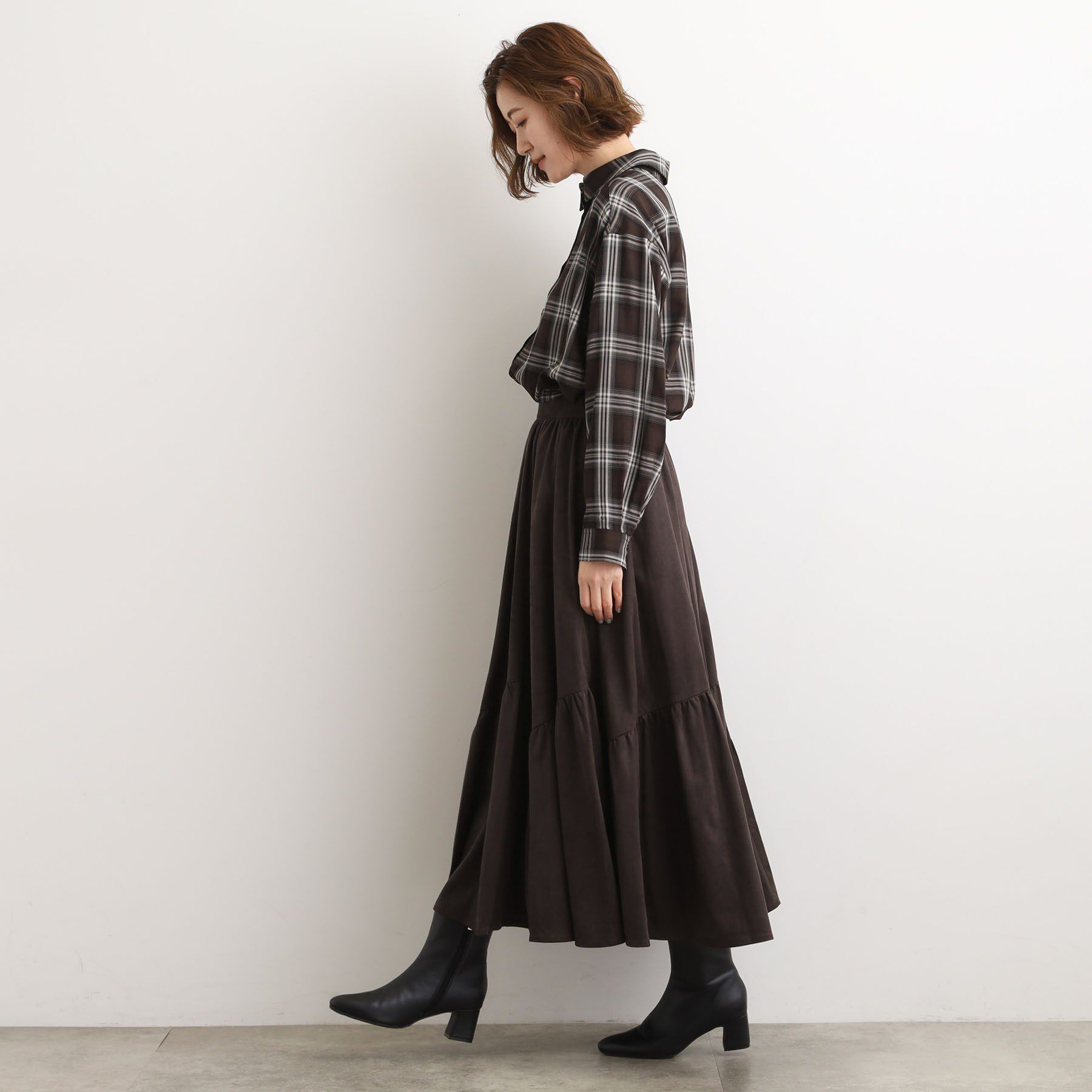 grove「スエードライク マキシティアードスカート」|スカート|