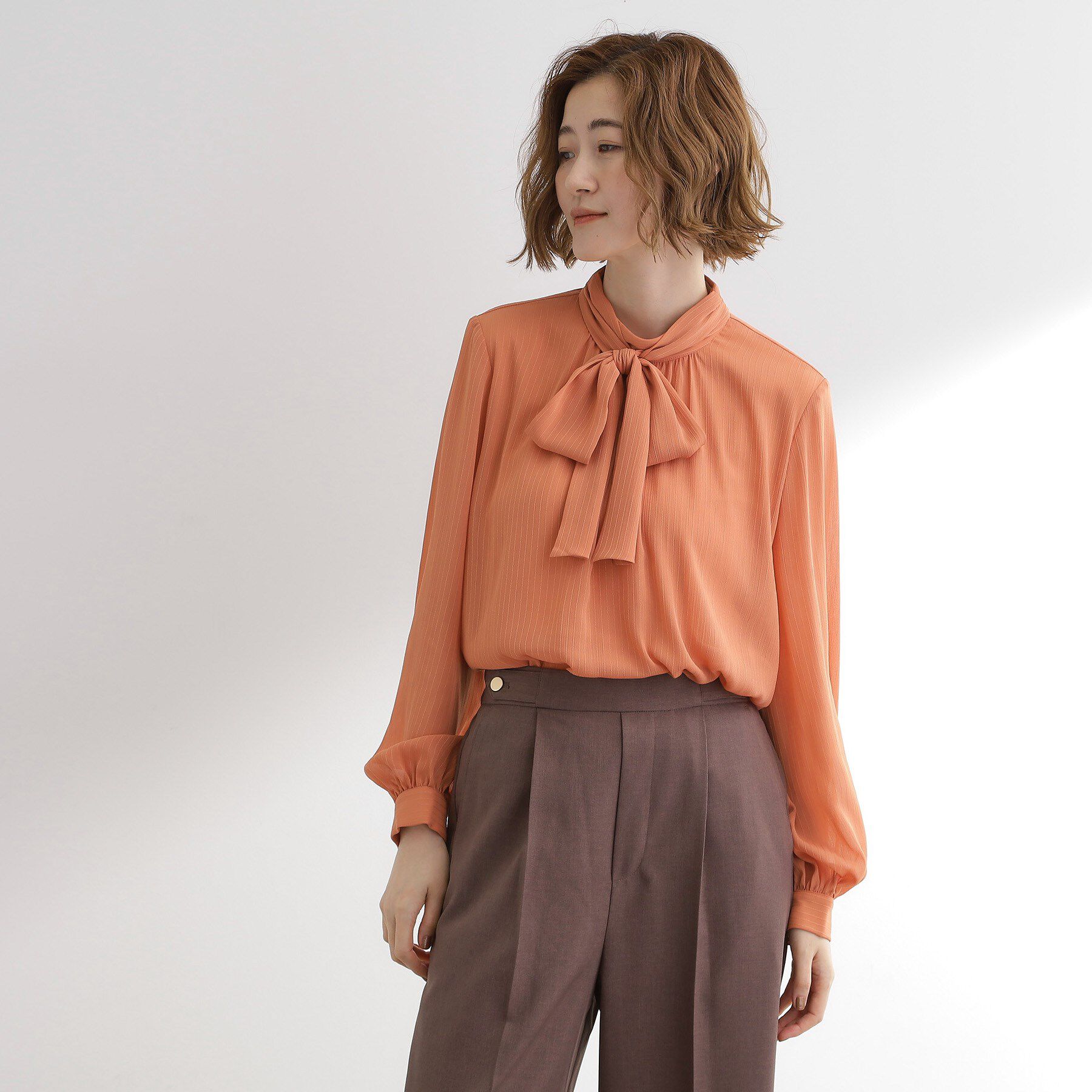 grove「シアーストライプボウタイブラウス」|シャツ・ブラウス|