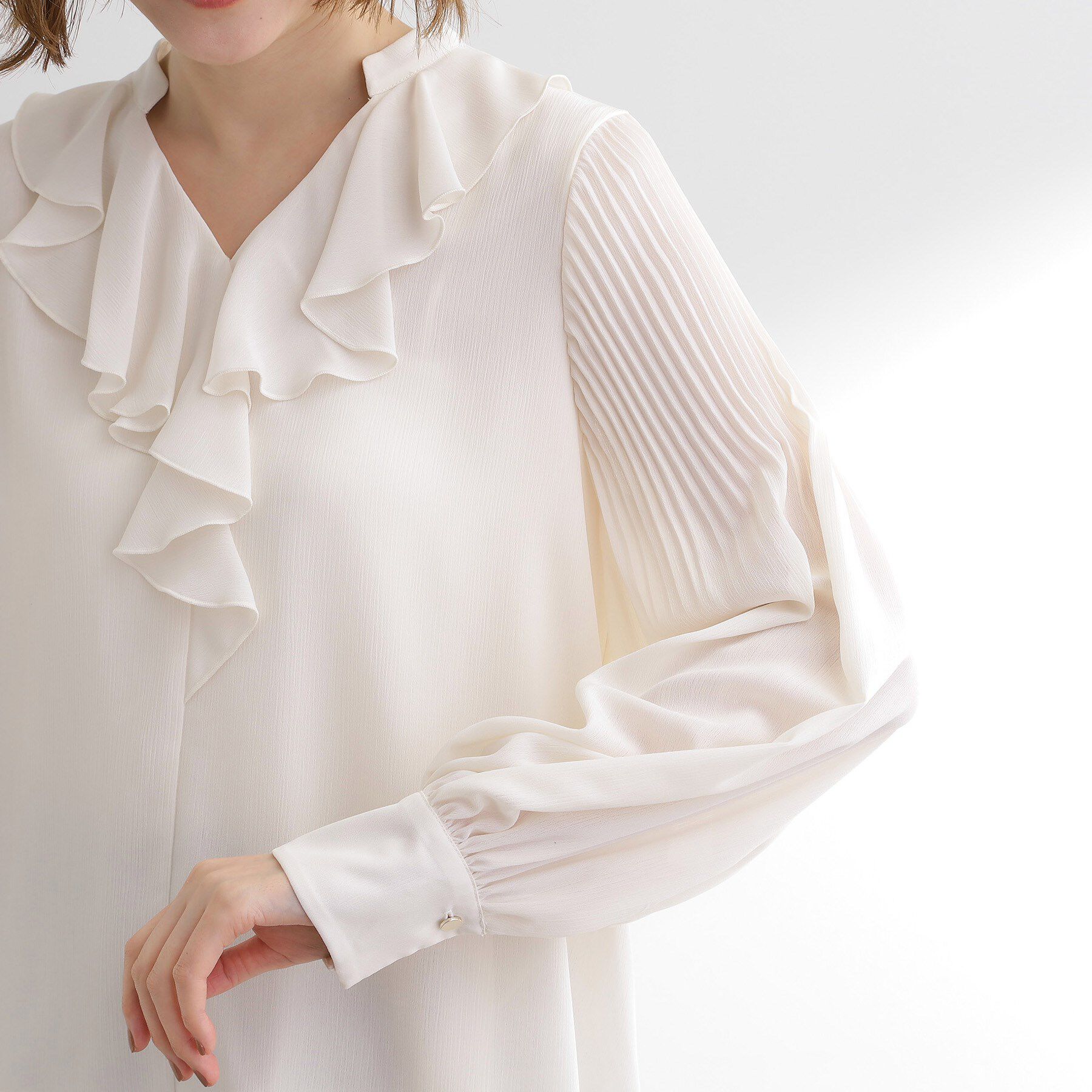grove「袖プリーツフロントフリルブラウス」|シャツ・ブラウス|
