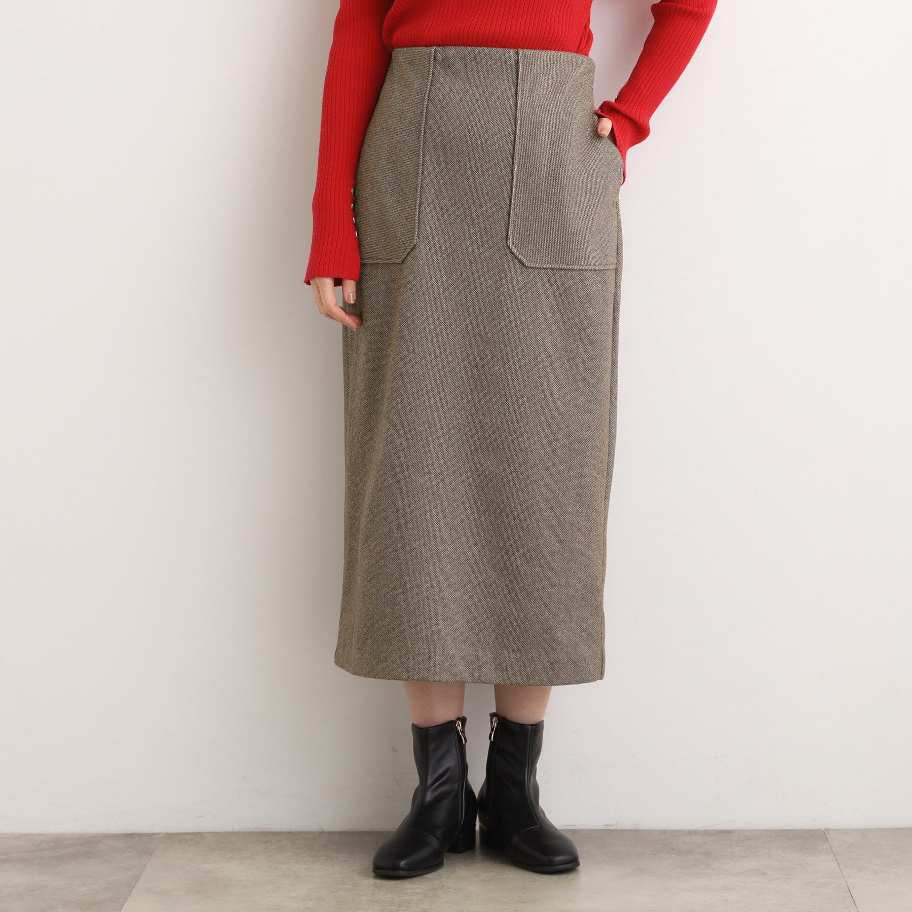 grove「起毛ジャカードナロースカート」|スカート|ブラウン(043)