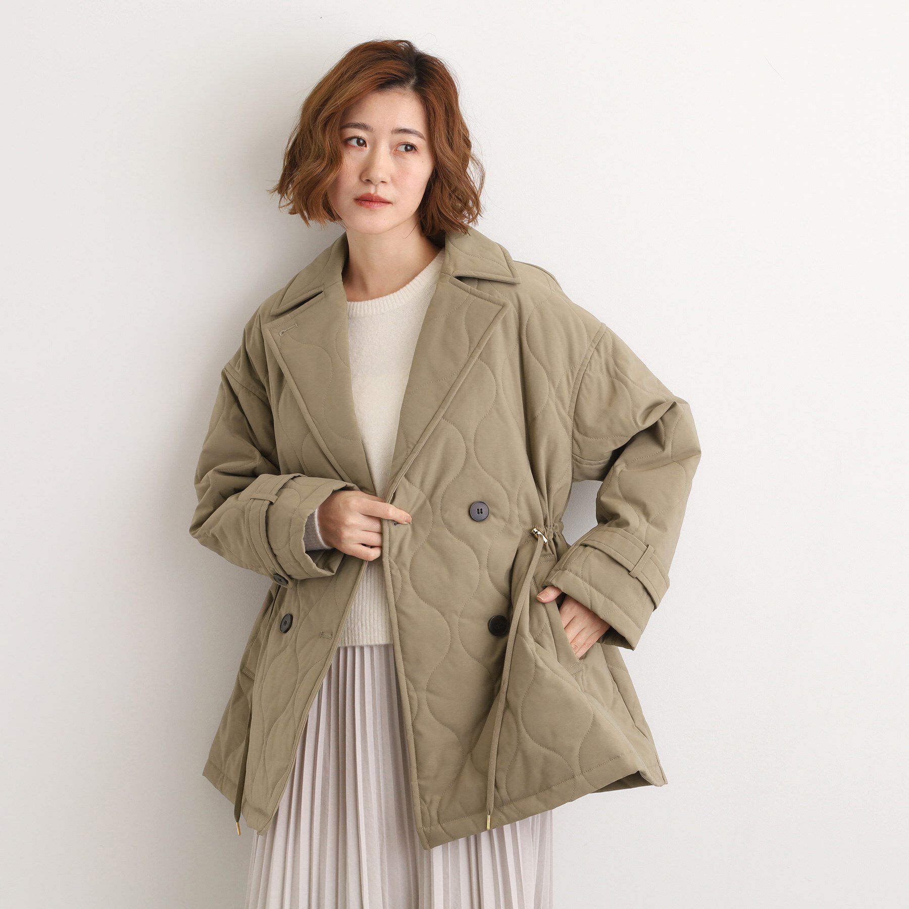 grove「キルティングPコートジャケット」|ピーコート|トープ(054)