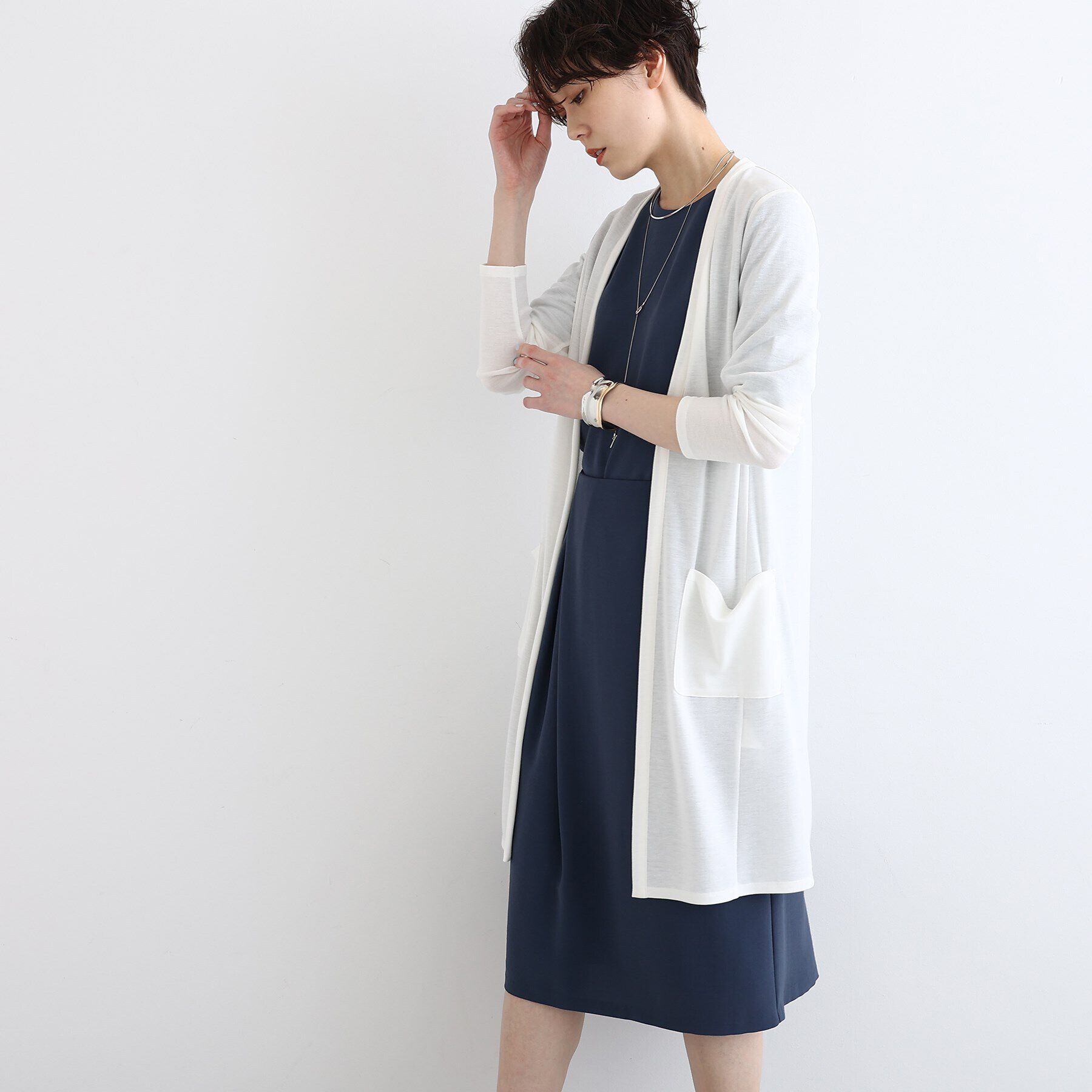 INDIVI「【洗える/UVケア/接触冷感/日本製】定番！ロング丈カーディガン」|カーディガン|