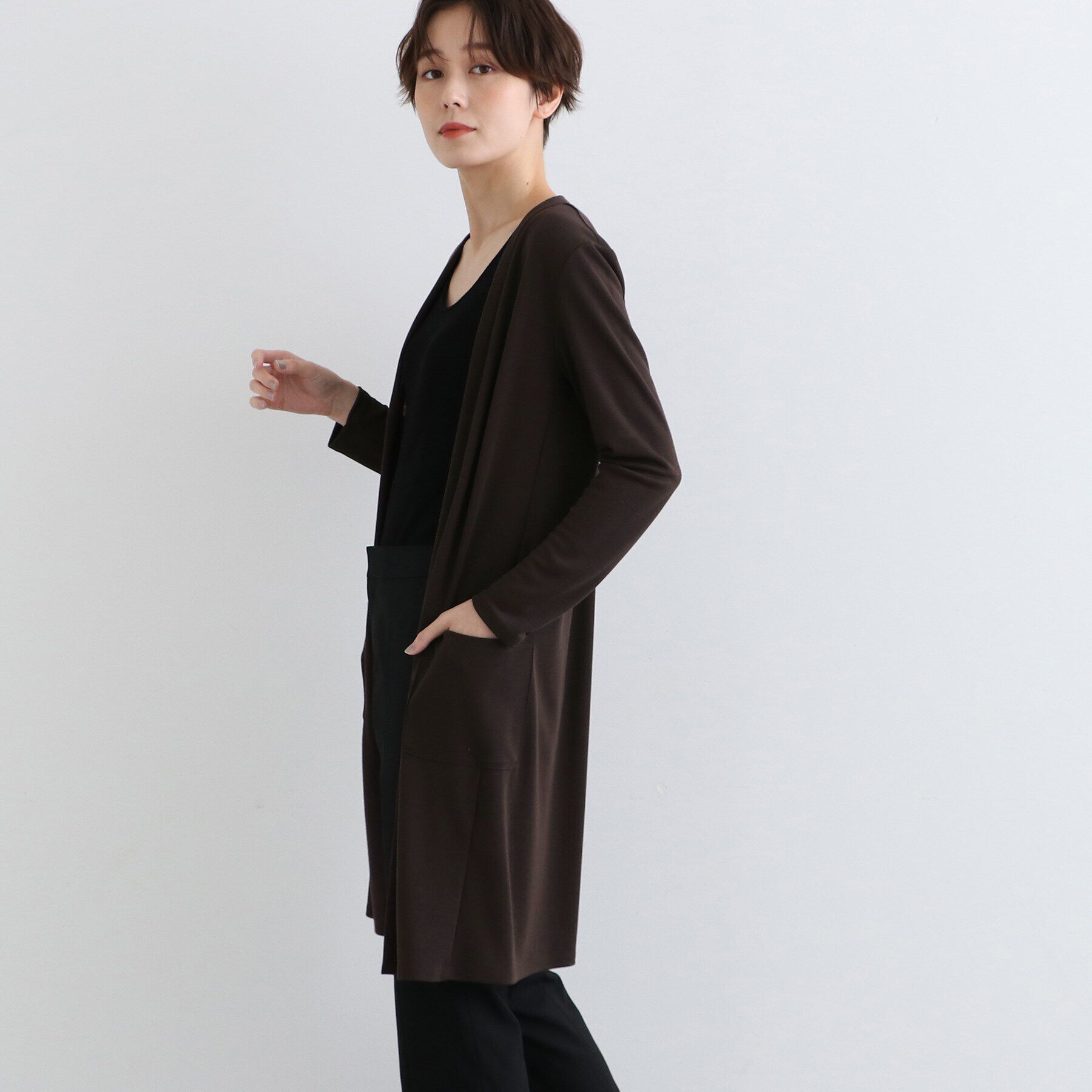 INDIVI「【洗える/UVケア/接触冷感/日本製】定番！ロング丈カーディガン」|カーディガン|