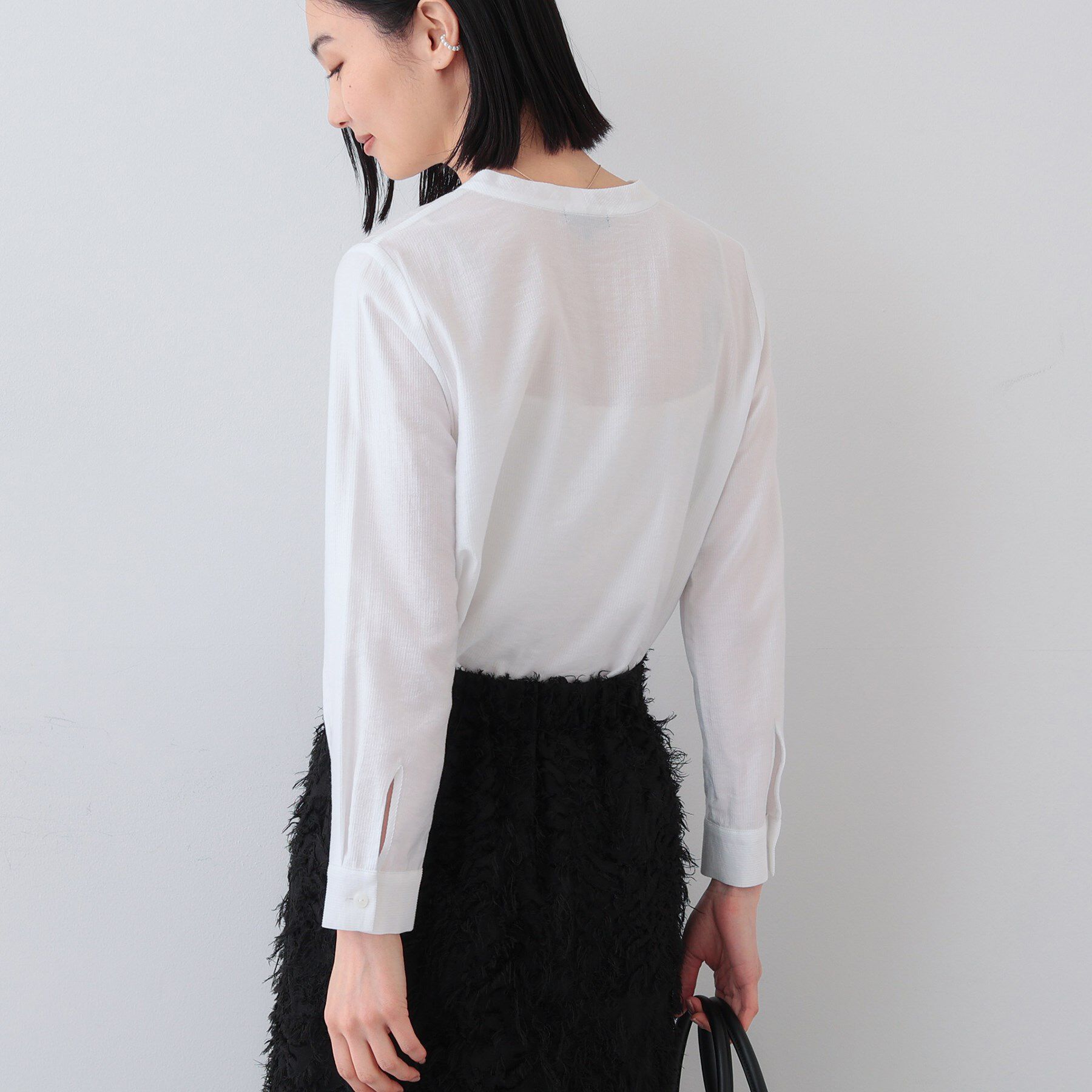 INDIVI「【洗える】ストライプドビー ボウタイブラウス」|シャツ・ブラウス|