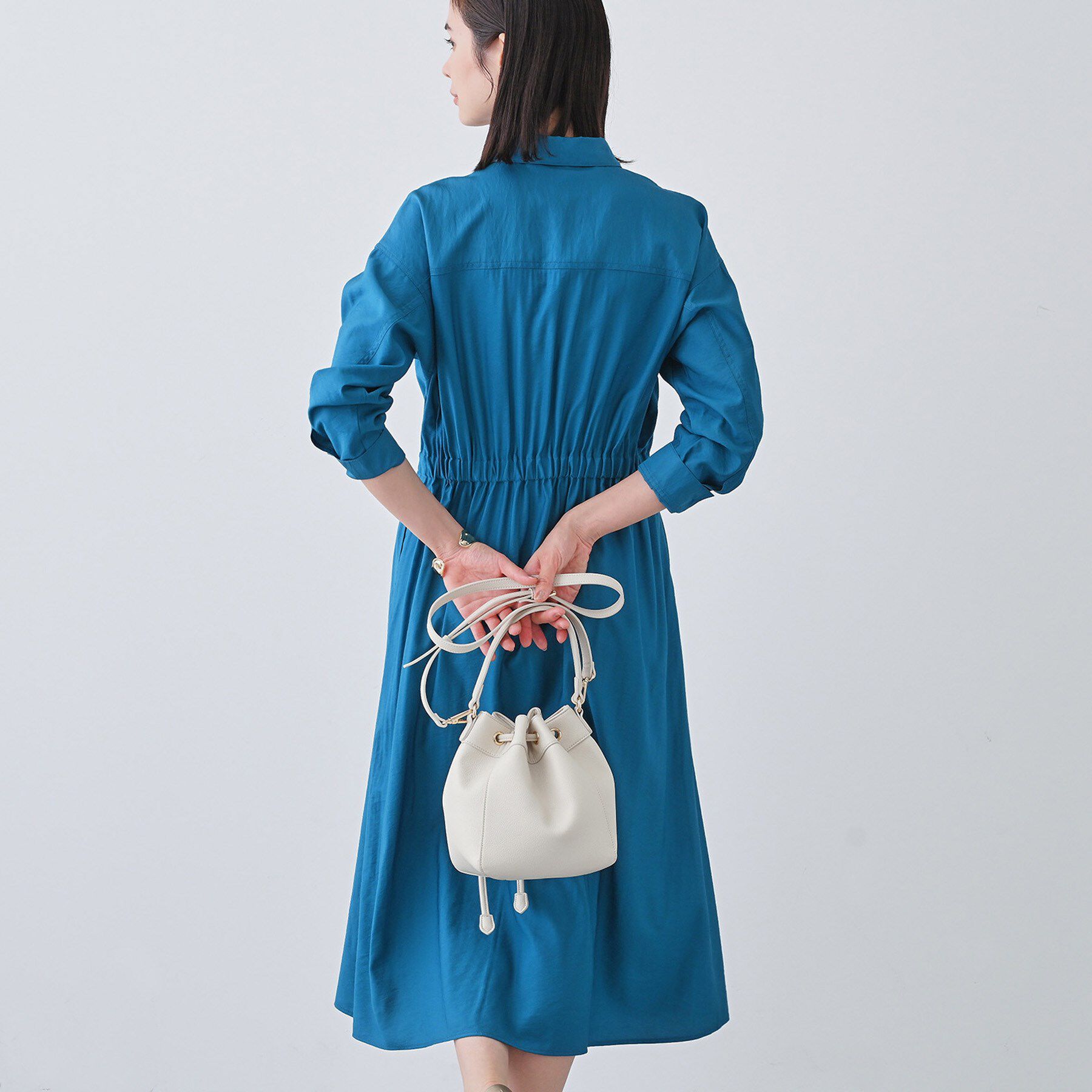 INDIVI「【洗える／2WAY】ワッシャー素材シャツ羽織りワンピース」|ワンピース|