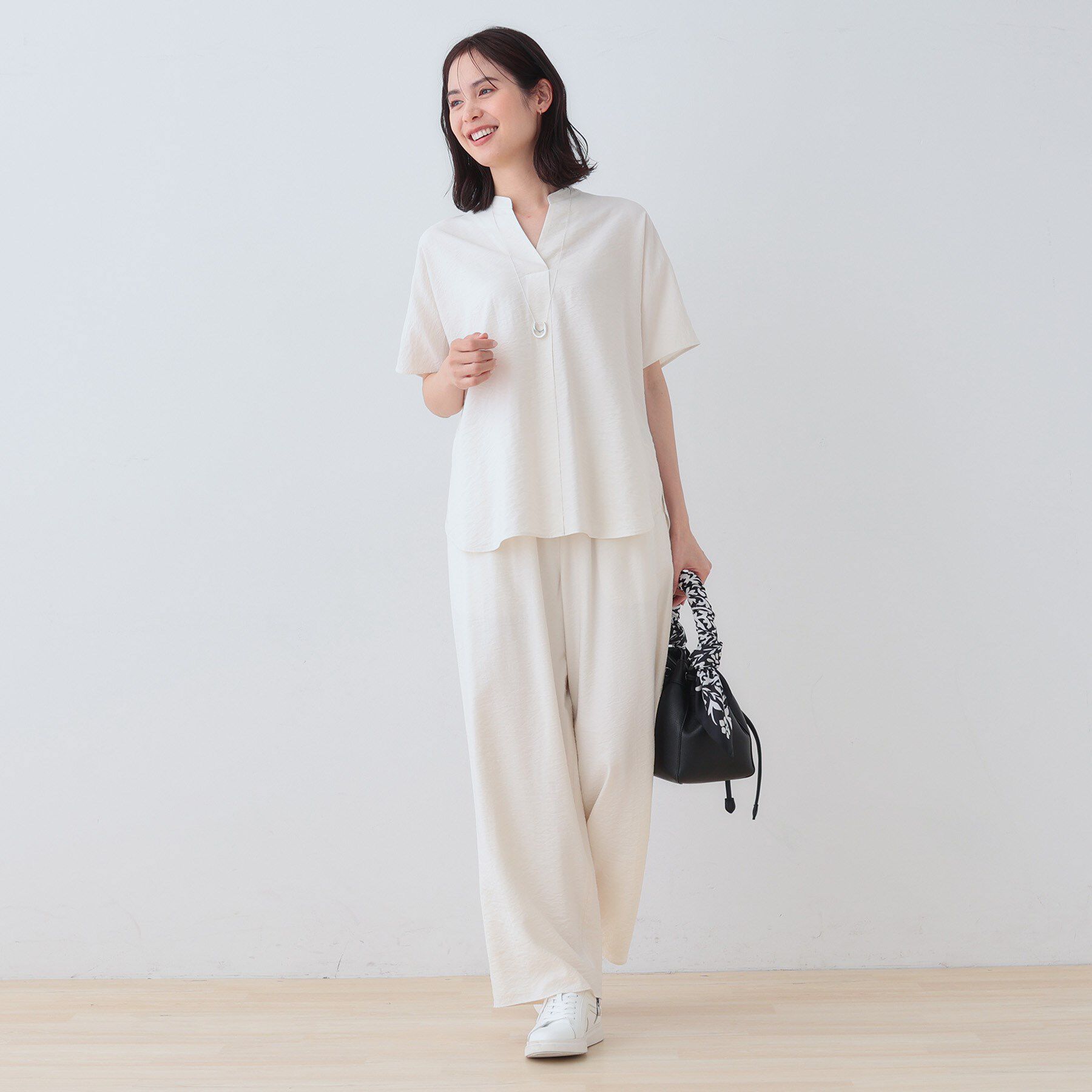 INDIVI「【洗える／UVケア／SETUP可能】スキッパードルマンブラウス」|シャツ・ブラウス|