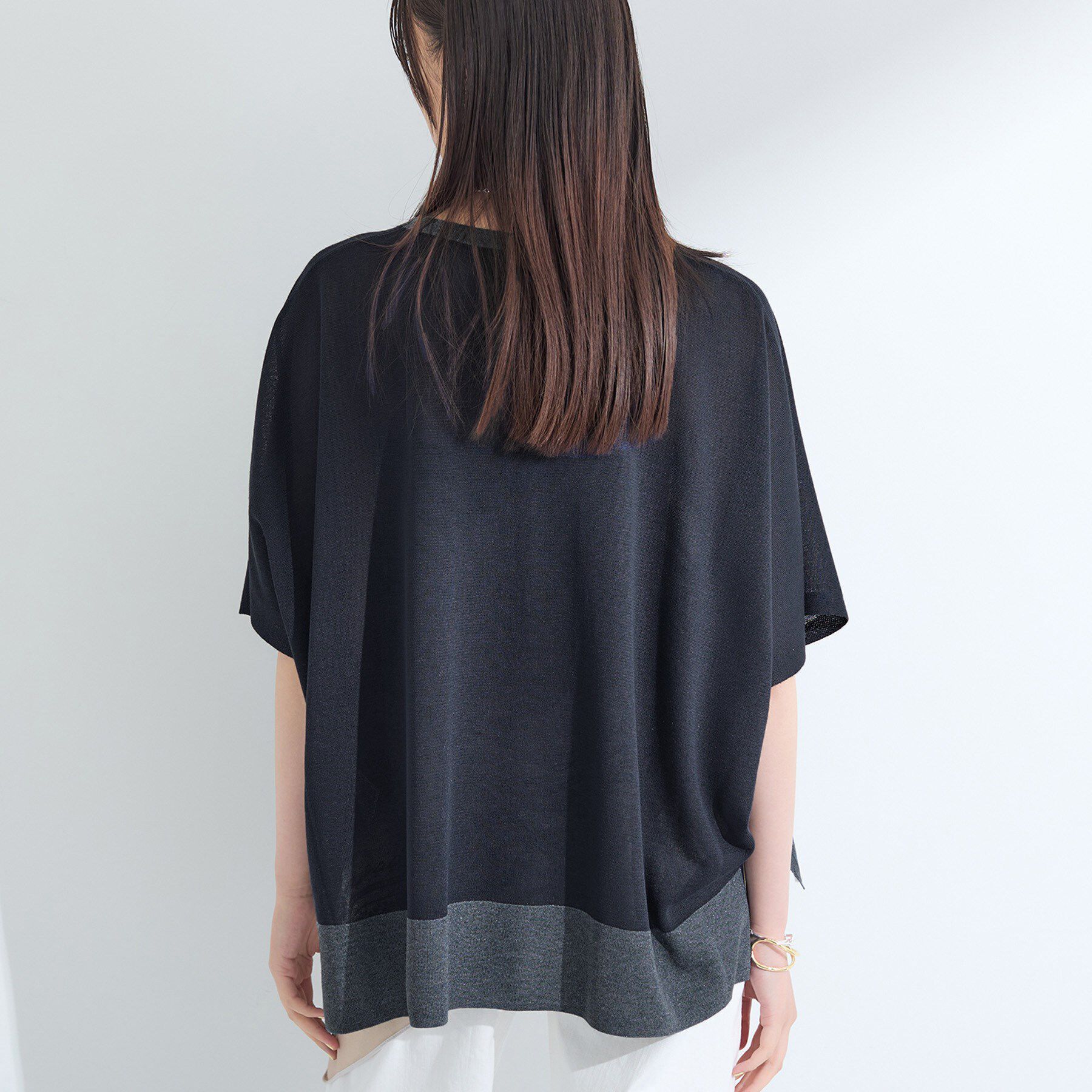 INDIVI「【洗える／二の腕カバー】バイカラーラメニット」|ニット・セーター|