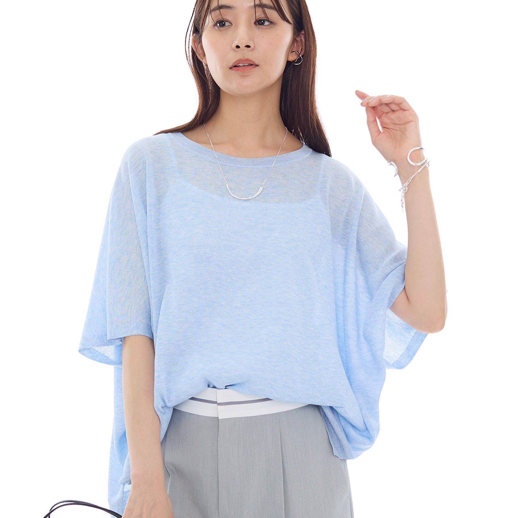 INDIVI「【洗える／二の腕カバー】バイカラーラメニット」|ニット・セーター|