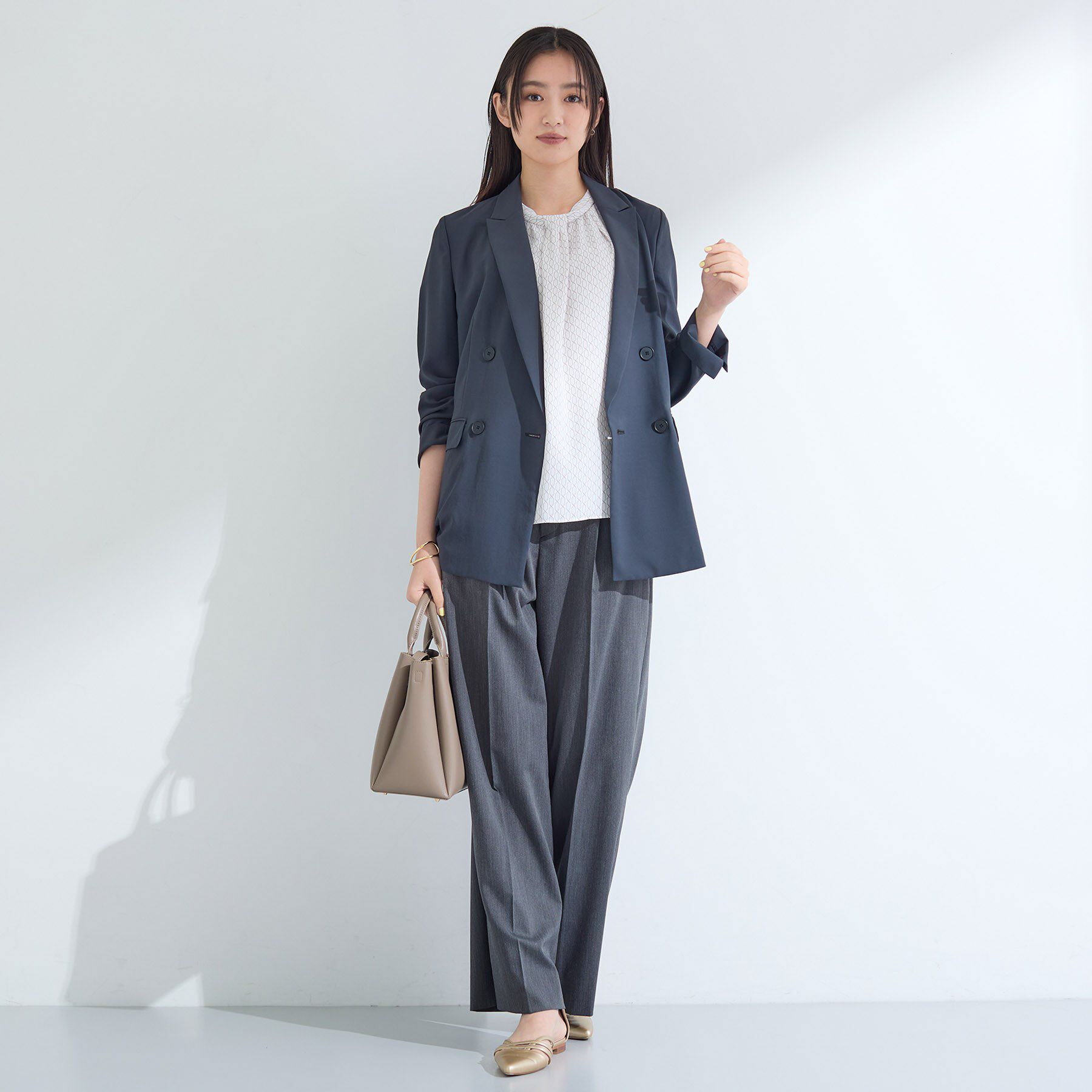 INDIVI「【UVケア】モノグラム ボウタイデザインブラウス」|シャツ・ブラウス|