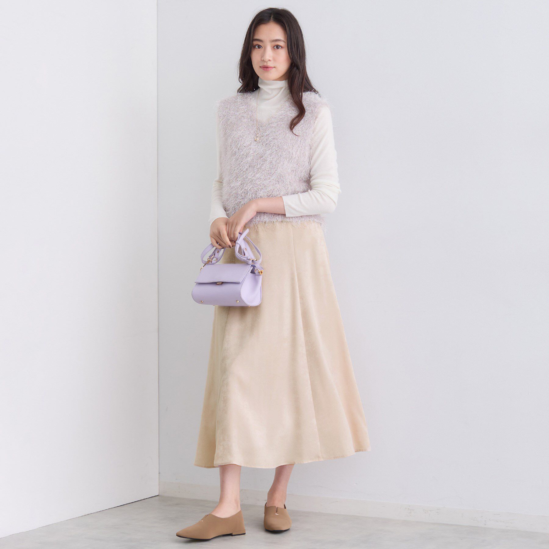 INDIVI「【UVケア／セットアップ可能】スエード調サテンスカート」|スカート|