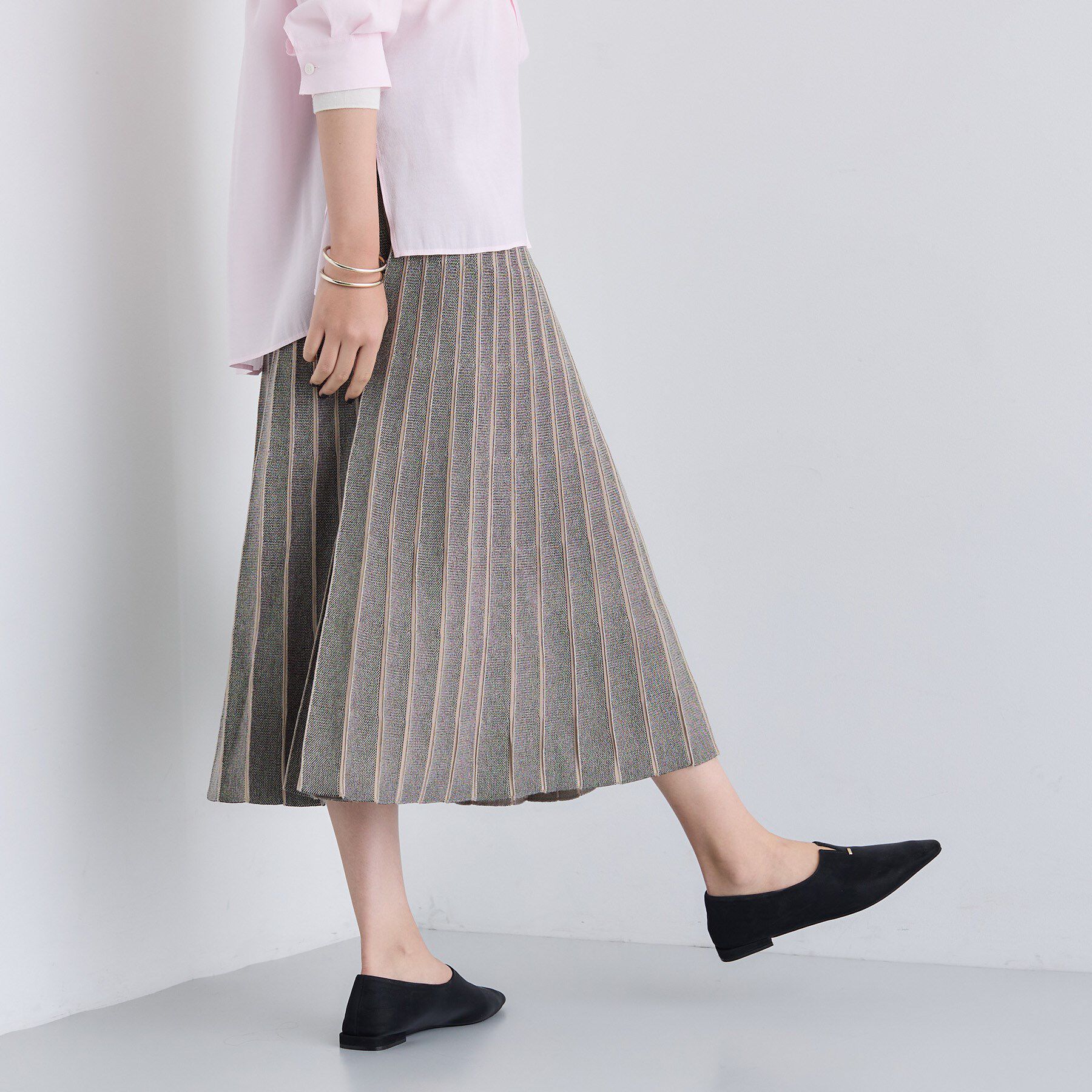 INDIVI「【洗える／SETUP可能】ジャカードニット プリーツスカート」|スカート|