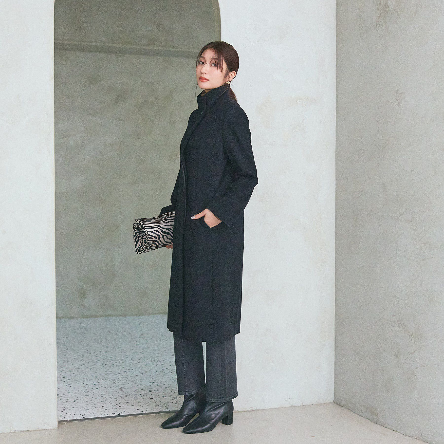 INDIVI「【名品コート／日本製】ウール100％スタンドカラーロングコート」|その他|