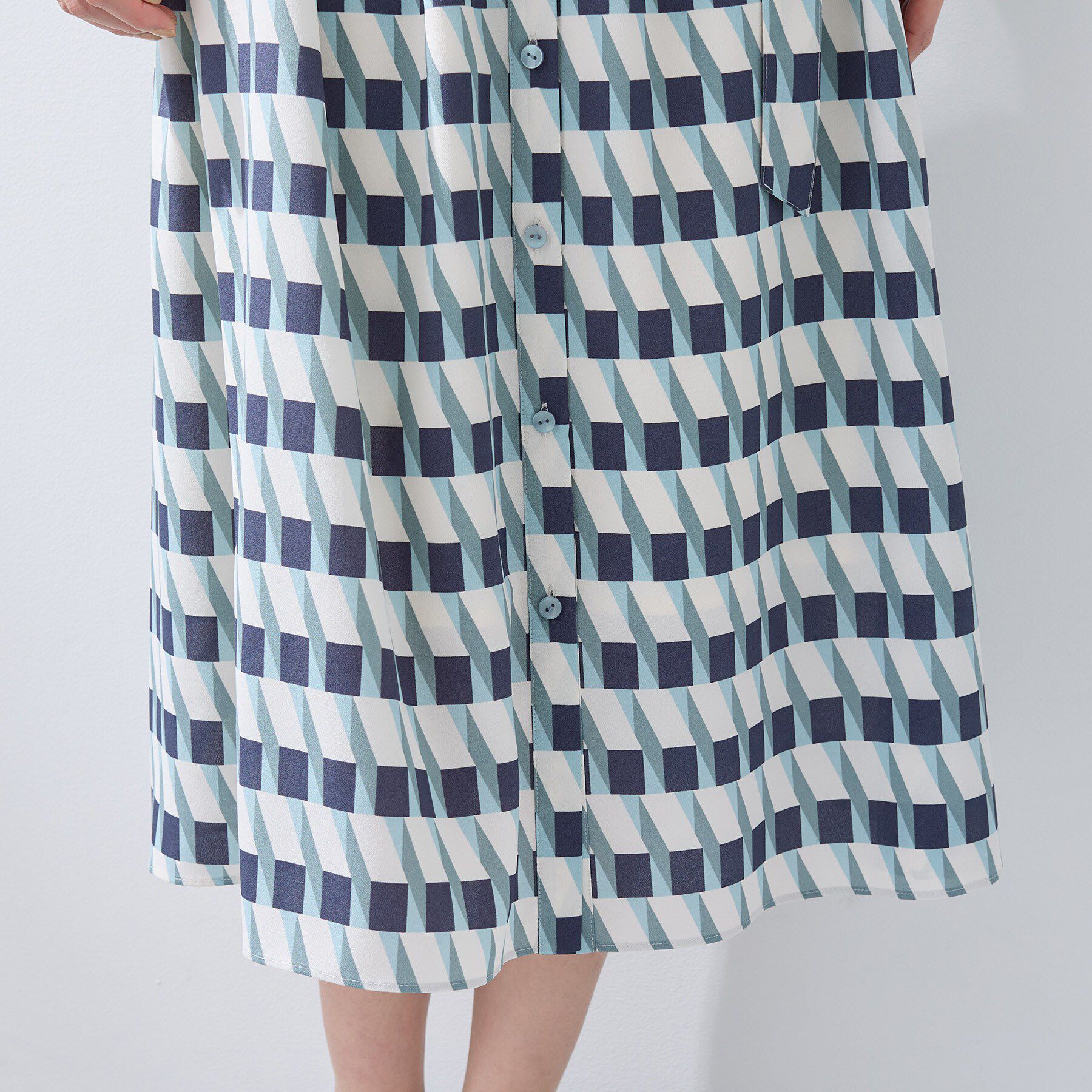 INDIVI「【洗える／2WAY】ベルト付き ジオメトリック柄 シャツワンピース」|ワンピース|