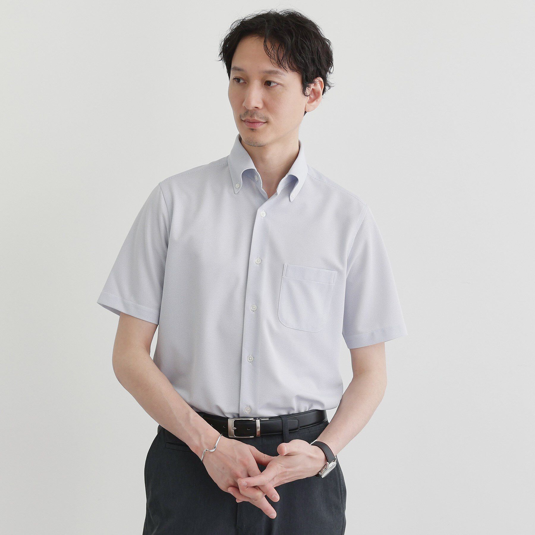 TAKEO KIKUCHI「ユーティリティ ピンヘッド 半袖シャツ」|シャツ・ブラウス|ブルー(092)