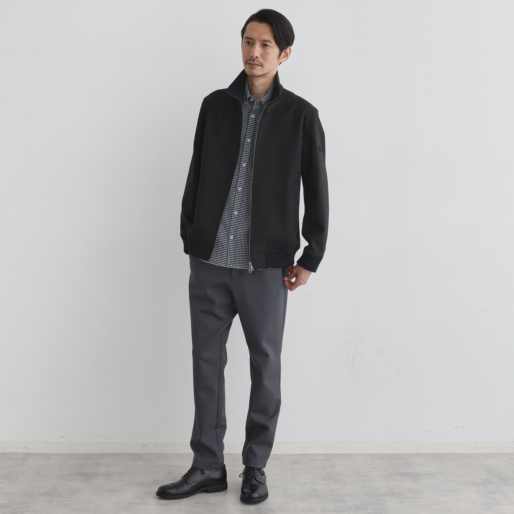 TAKEO KIKUCHI「【JUST ONE LAYER】ダウンファブリック ジップアップ リブ ブルゾン」|ブルゾン・スタジャン|
