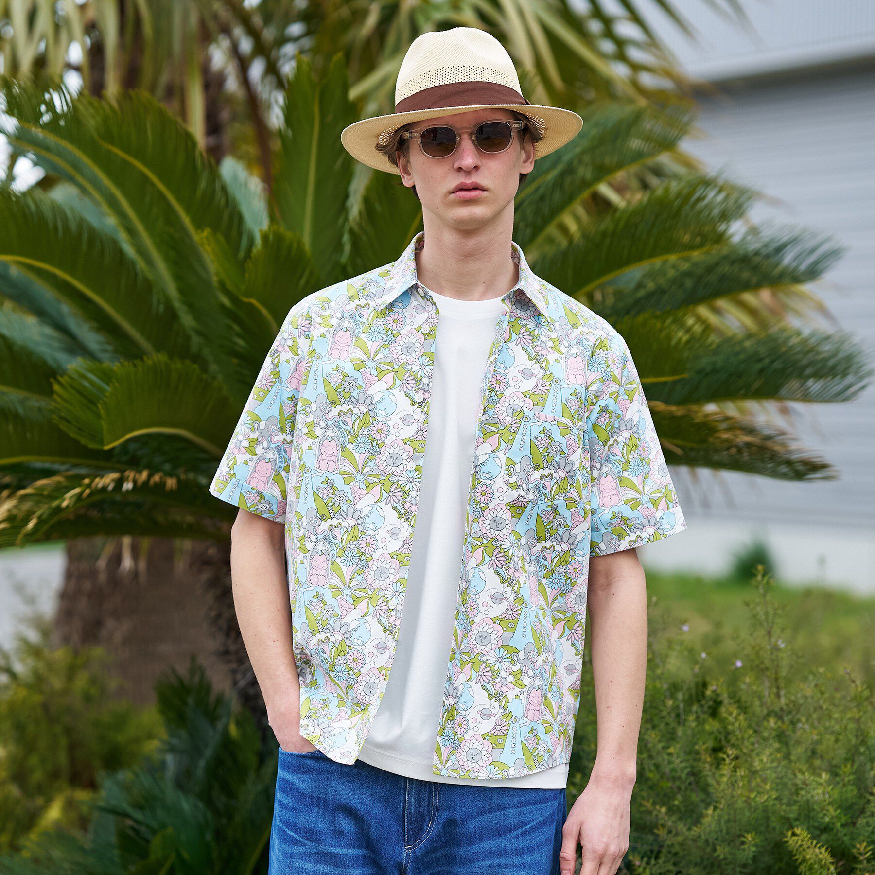 TAKEO KIKUCHI「【BOWLER HAT LABEL】ビリケンさんプリント 半袖シャツ」|シャツ・ブラウス|ブルー(192)