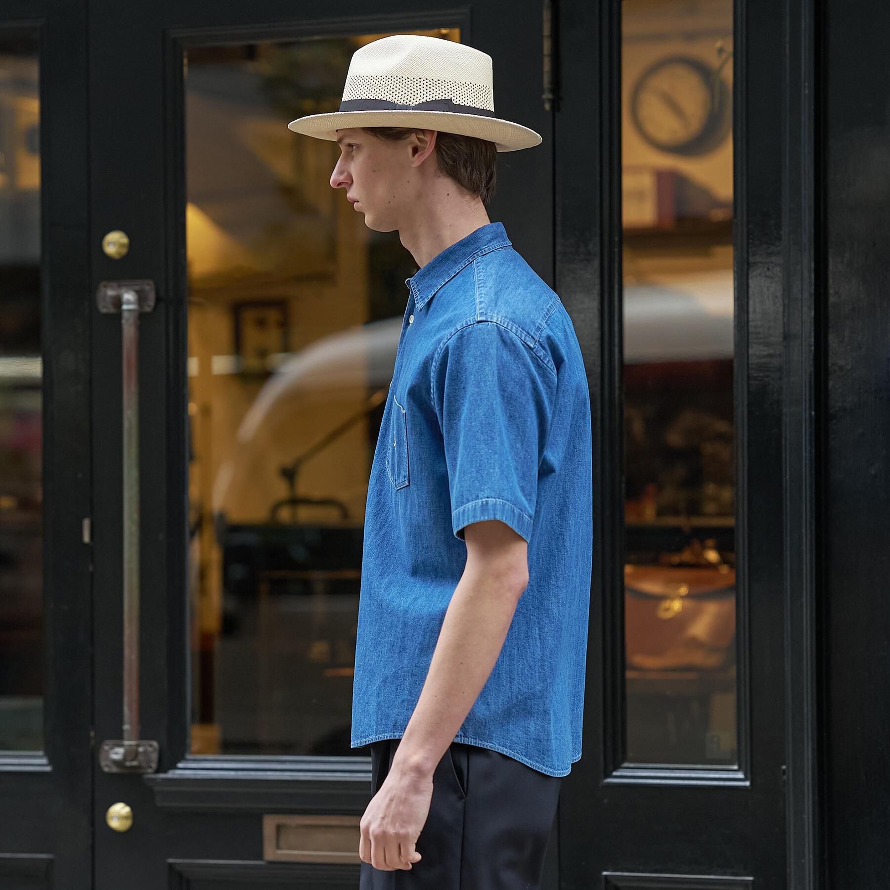 TAKEO KIKUCHI「【BOWLER HAT LABEL】ボーラーハットウォーカー刺繍 半袖デニムシャツ」|シャツ・ブラウス|