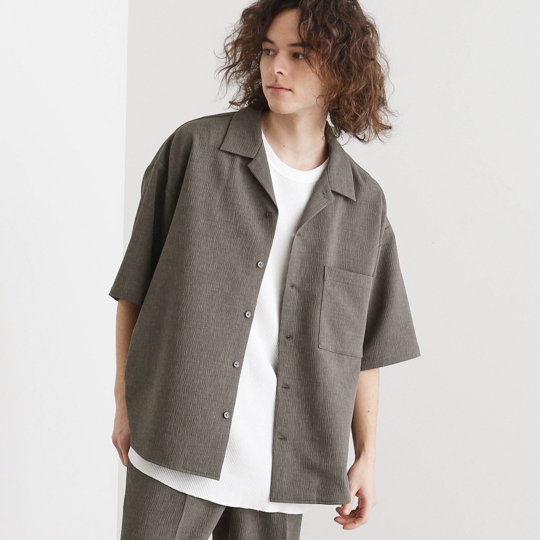 tk.TAKEO KIKUCHI「【セットアップ対応】テッククレープシャツ」|シャツ・ブラウス|チャコールグレー(0