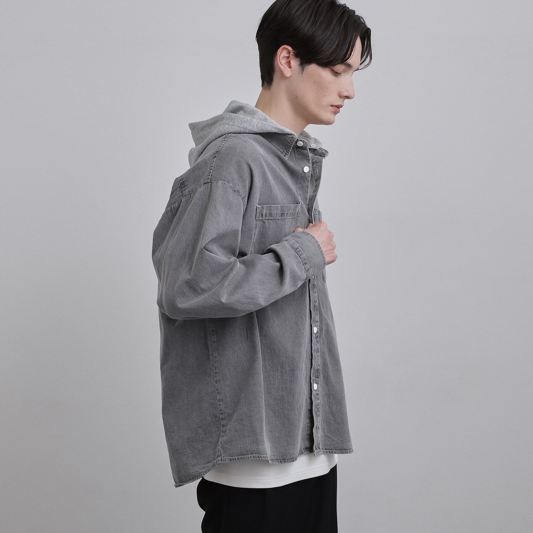 tk.TAKEO KIKUCHI「【2WAY】フード付デニムシャツ」|シャツ・ブラウス|