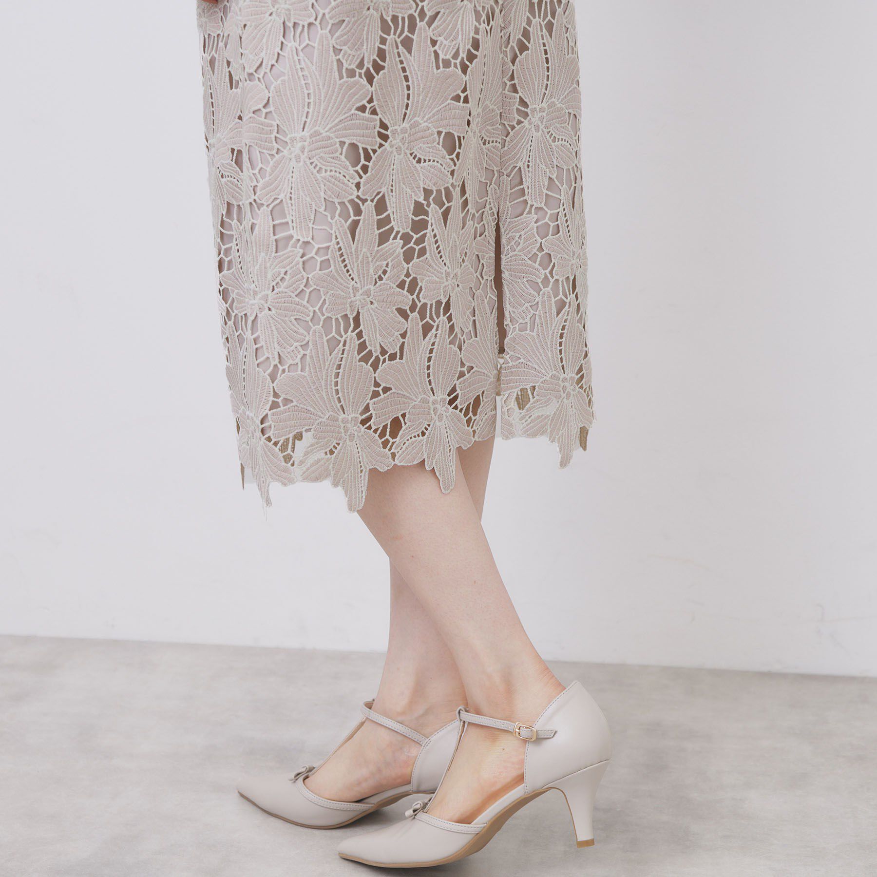 index「《S-3Lサイズ》バイカラーレースタイトスカート【洗濯機洗い可】」|スカート|