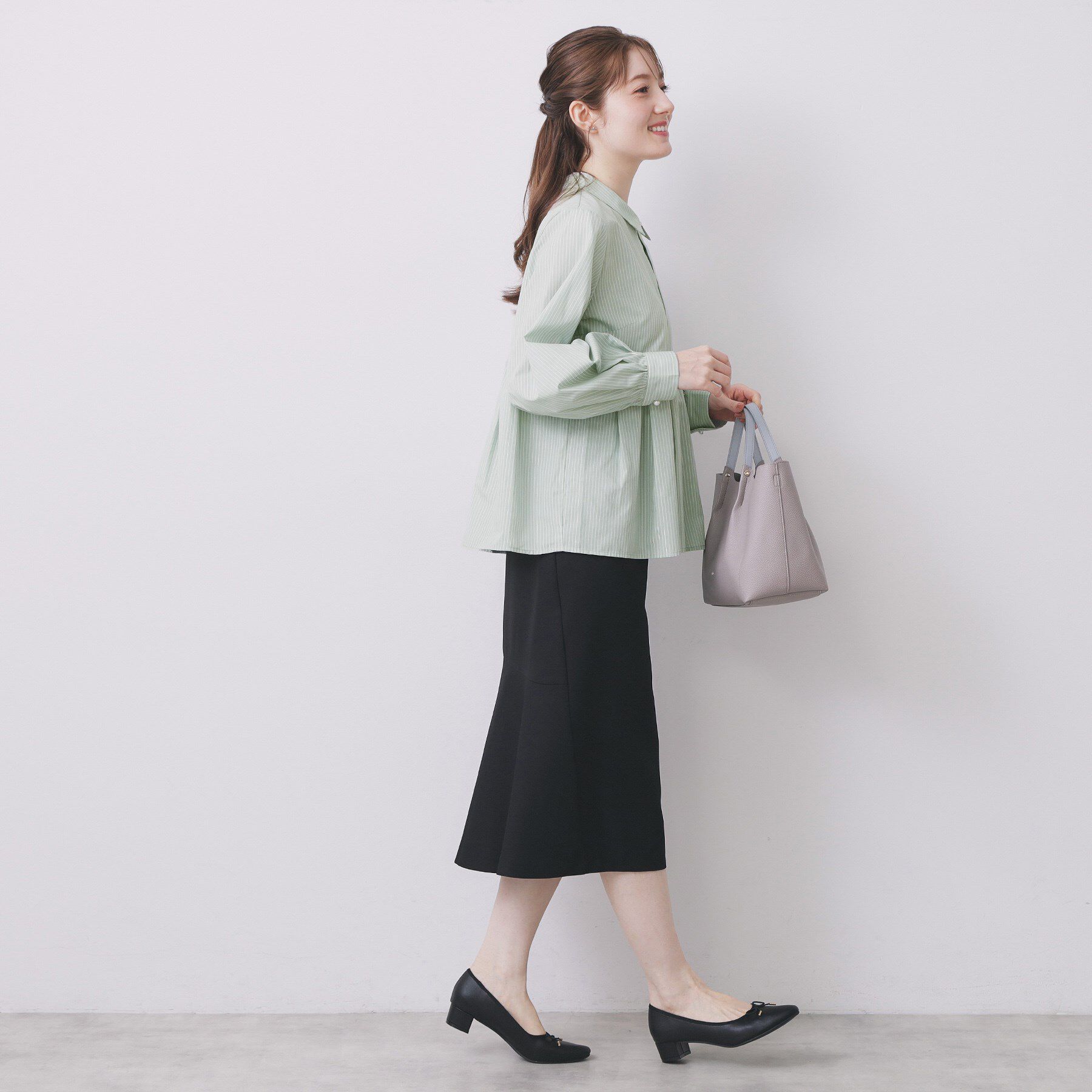 index「ラメストライプ衿付きペプラムブラウス【洗濯機OK/イージーアイロン/防シワ】《6col》」|シャツ・ブラウス|