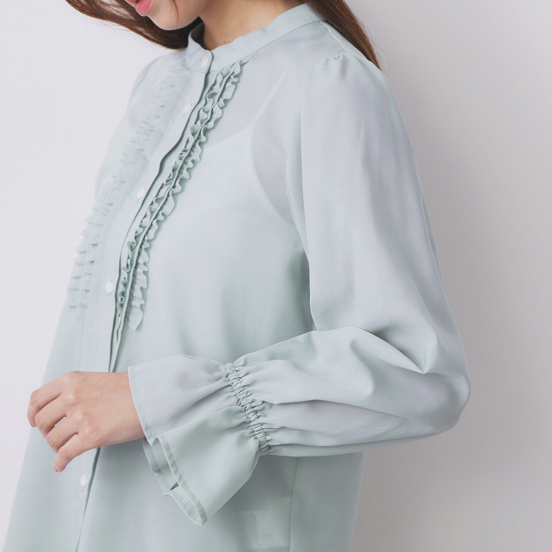 index「タックフリルバンドカラーブラウス【洗濯機OK/イージーアイロン】」|シャツ・ブラウス|