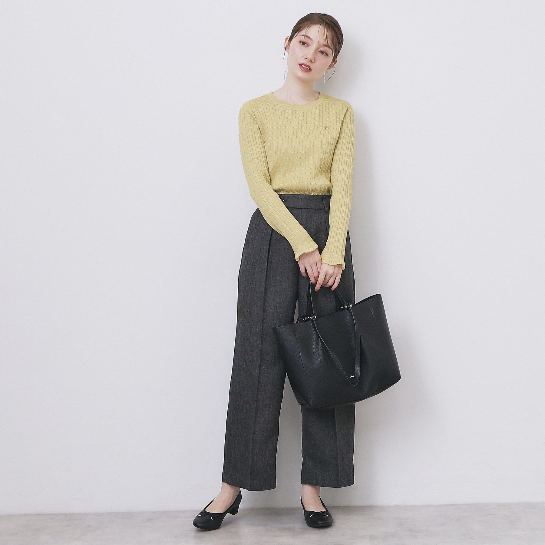 index「ゴールドプレート付きケーブルニット【洗濯機OK】」|ニット・セーター|