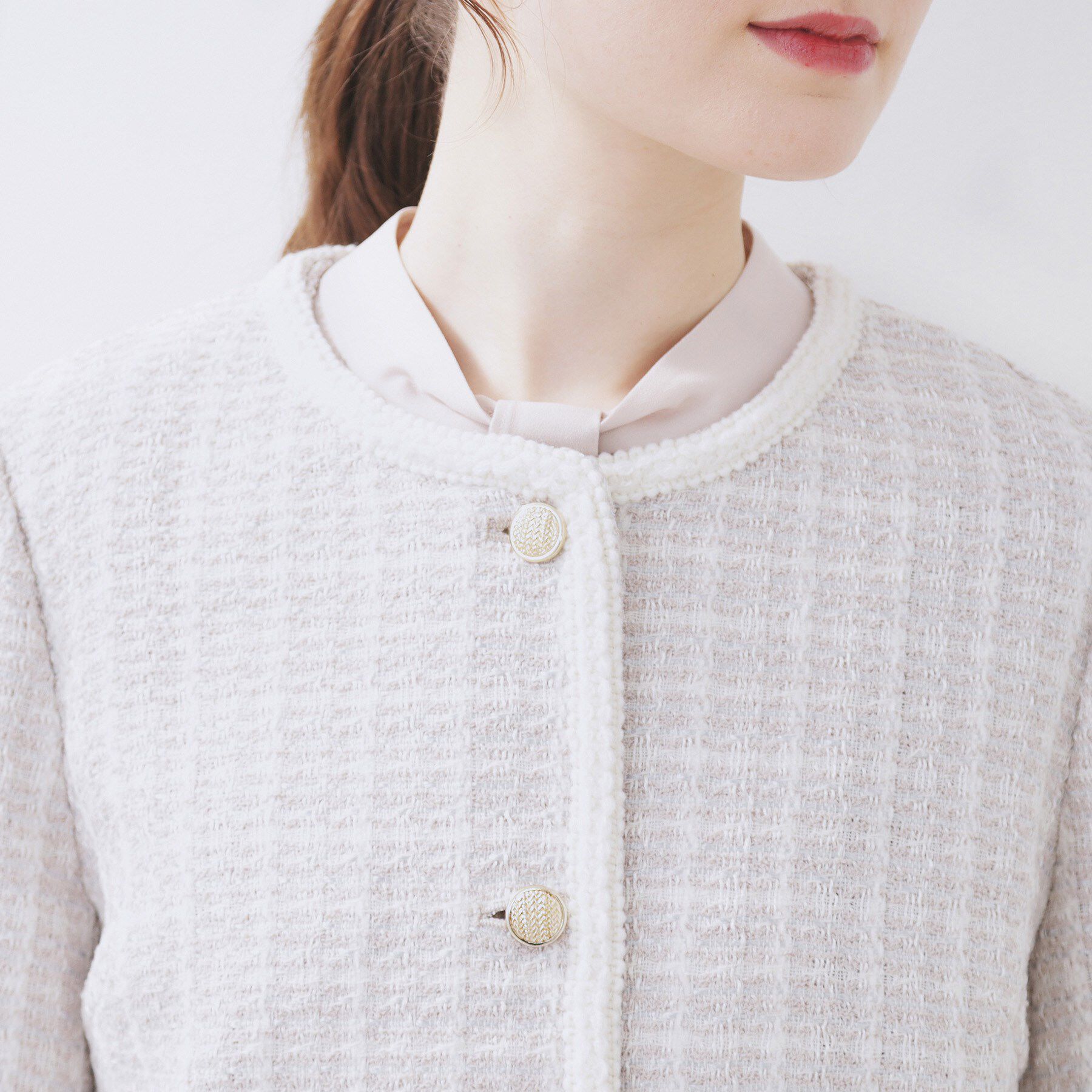 index「ファンシーツイードノーカラージャケット【洗える】」|ノーカラージャケット|