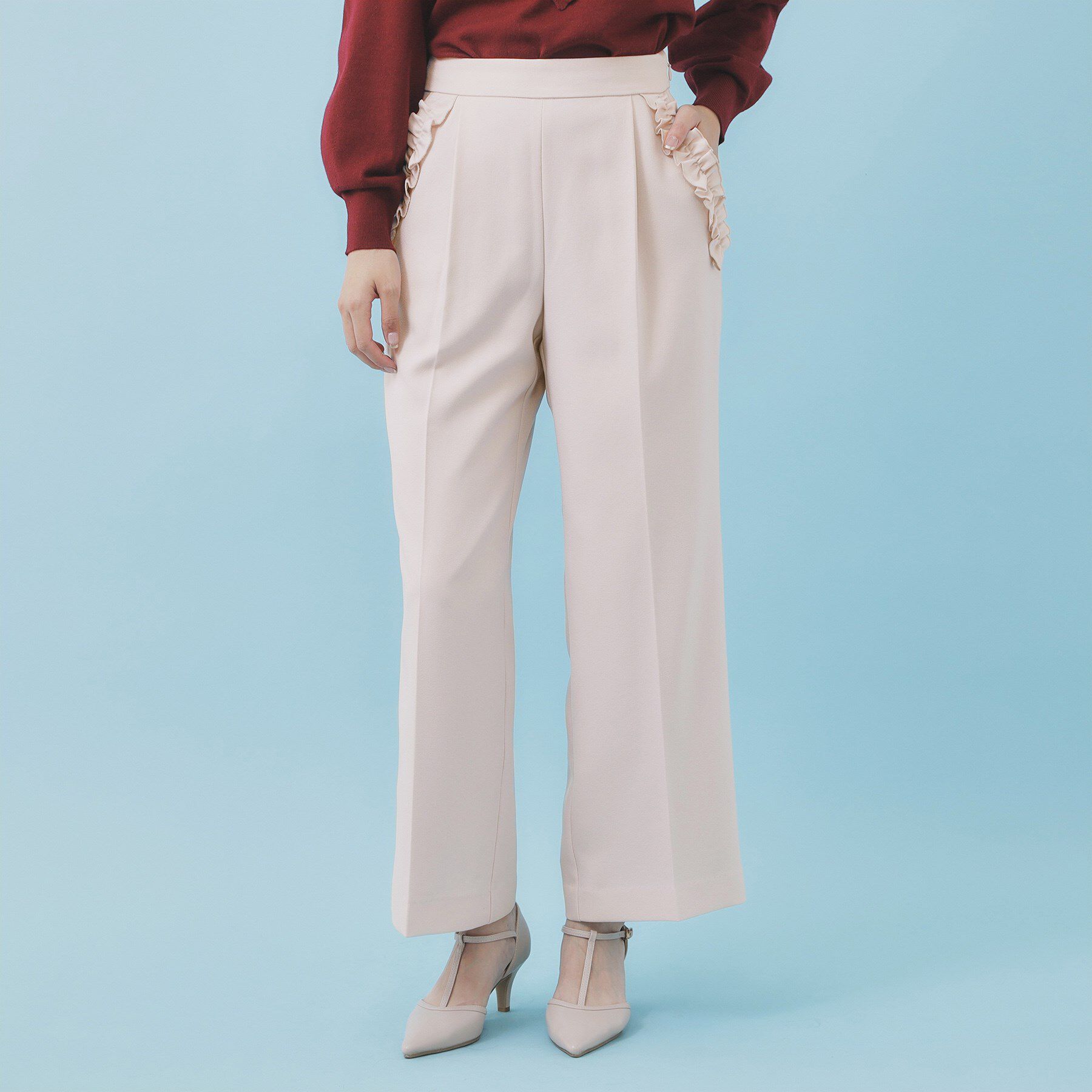 index「フリルポケットストレートパンツ【洗濯機OK/防シワ】」|その他|