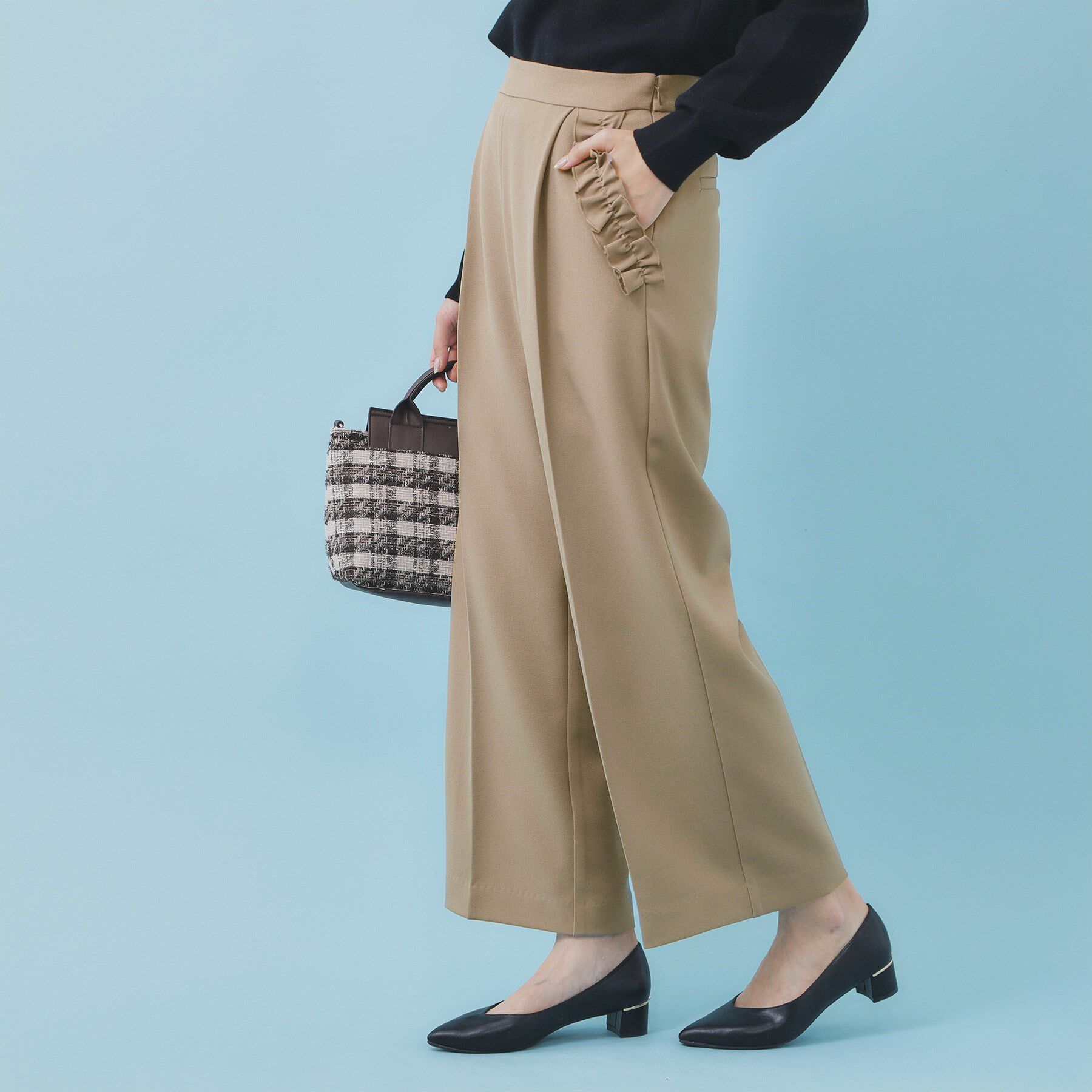 index「フリルポケットストレートパンツ【洗濯機OK/防シワ】」|その他|モカブラウン(042