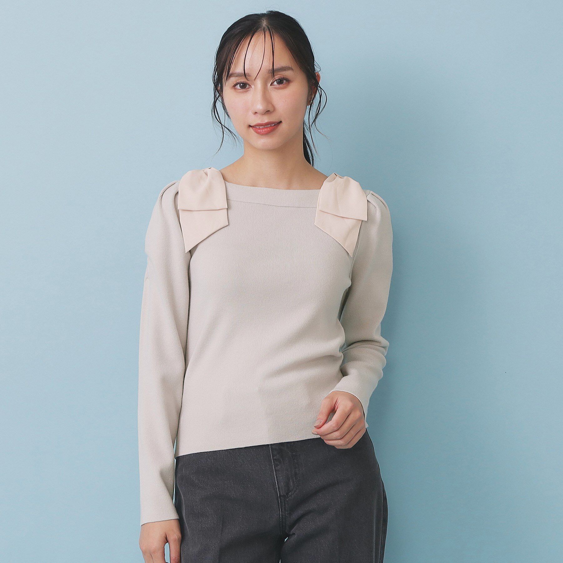 index「ショルダービッグリボンスクエアニット【洗濯機OK】」|ニット・セーター|