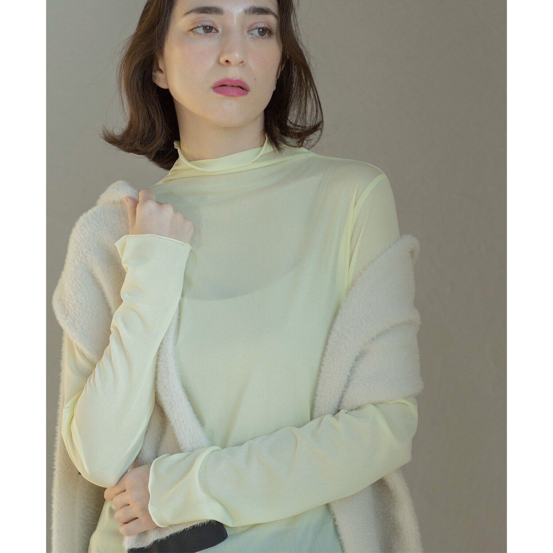 OPAQUE.CLIP「シアーメロウハイネックトップス【洗濯機洗い可】」|Tシャツ・カットソー|