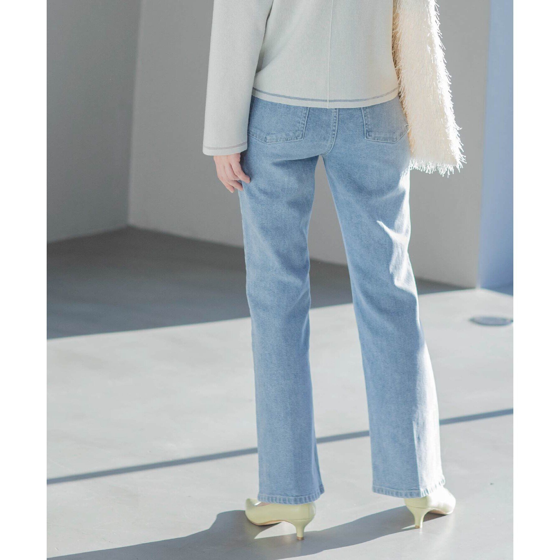 OPAQUE.CLIP「《SS-LLサイズ》ストレッチセミフレアデニム【洗濯機洗い可】」|デニム|