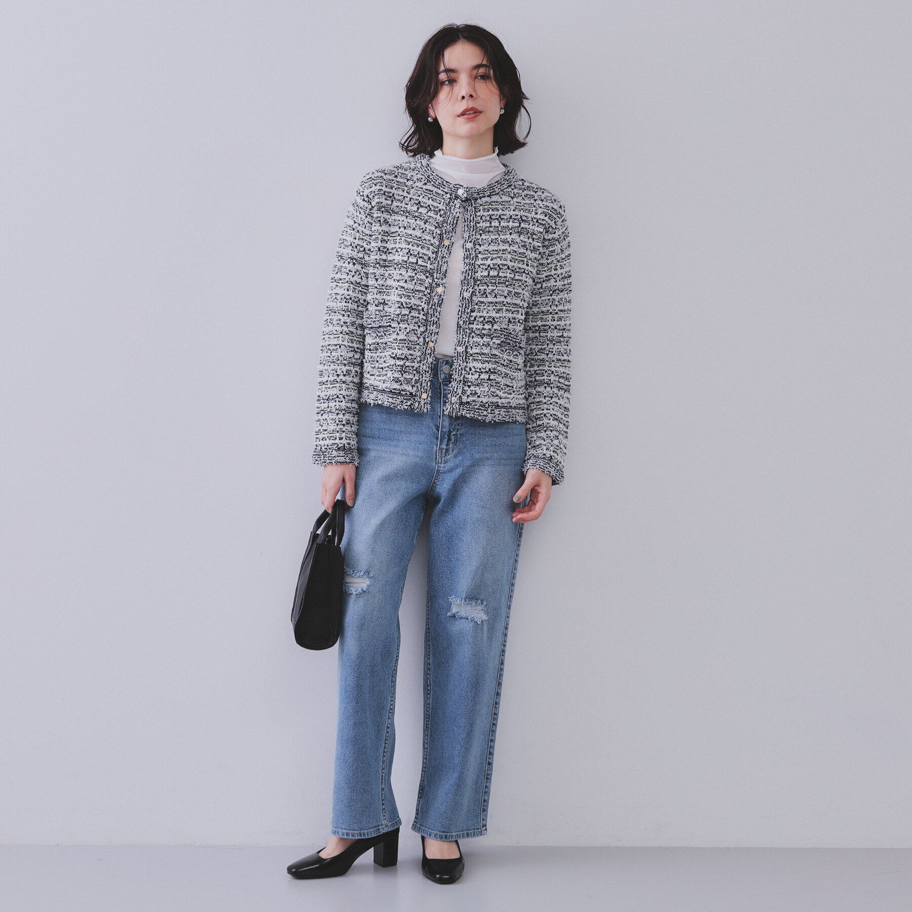 OPAQUE.CLIP「ファンシーMIXニットカーディガン【洗濯機洗い可】」|カーディガン|