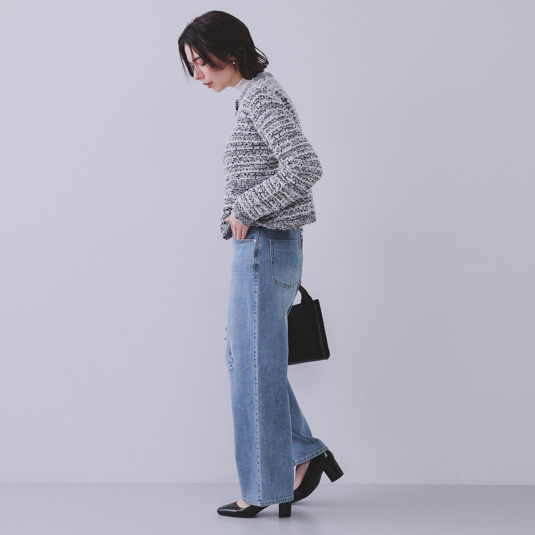 OPAQUE.CLIP「ファンシーMIXニットカーディガン【洗濯機洗い可】」|カーディガン|