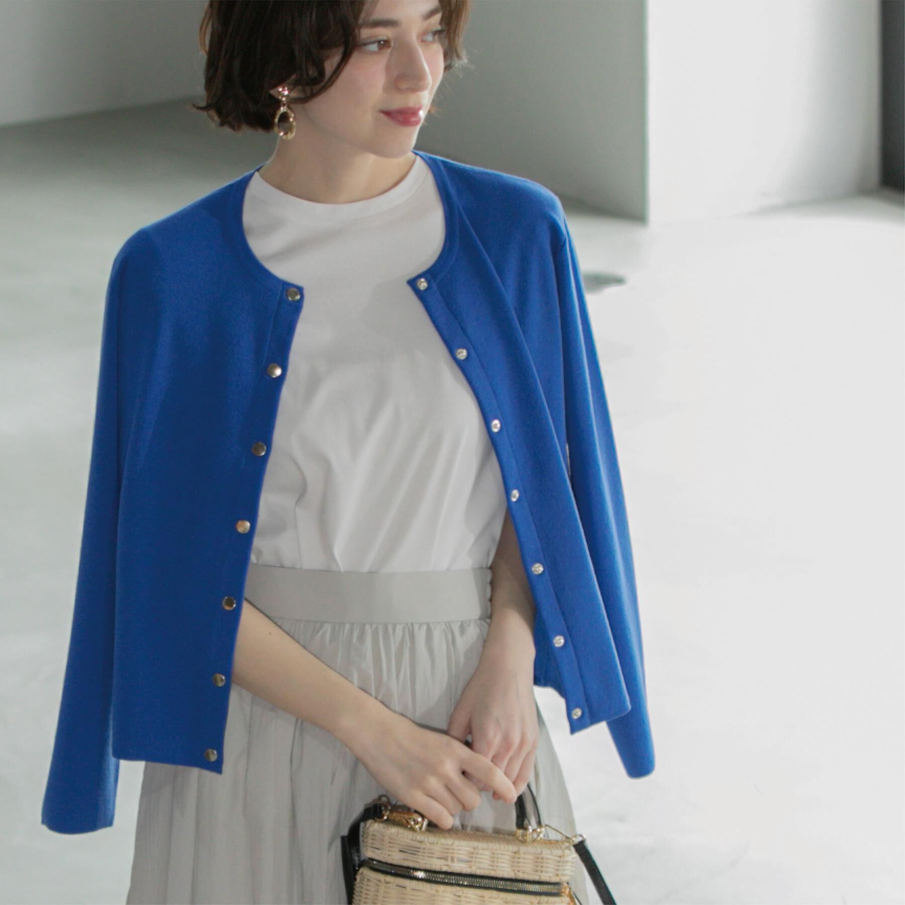 OPAQUE.CLIP「スナップボタンショートニットカーディガン【洗濯機洗い可】」|カーディガン|