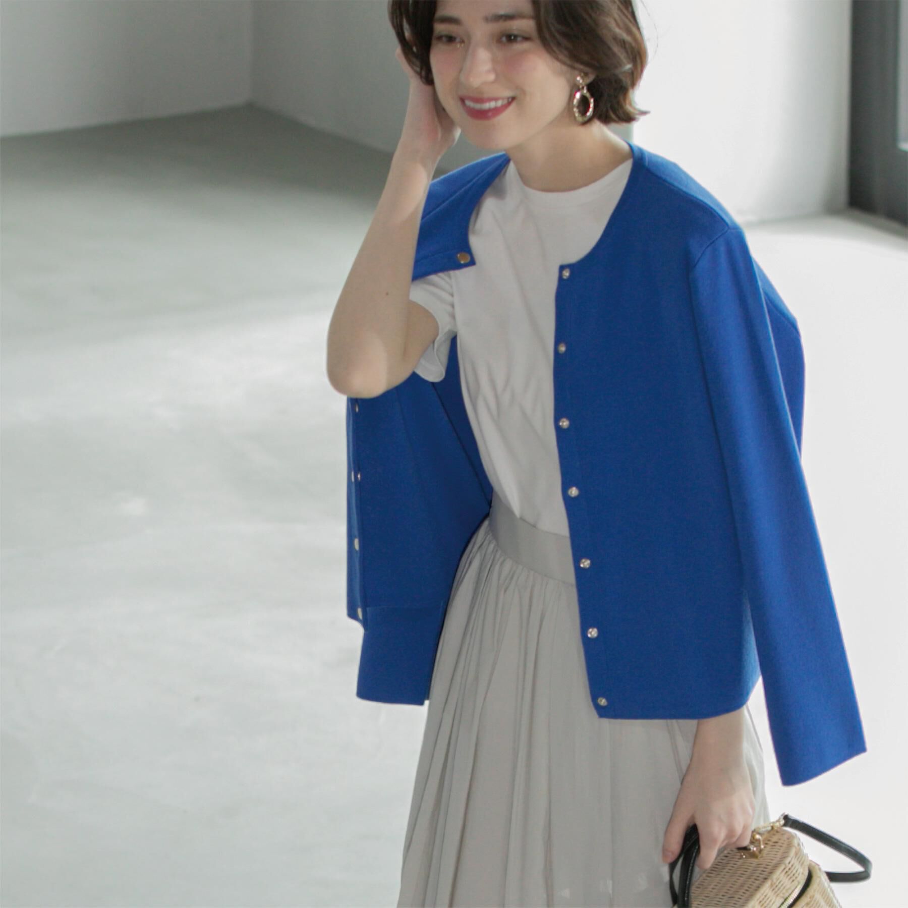 OPAQUE.CLIP「スナップボタンショートニットカーディガン【洗濯機洗い可】」|カーディガン|