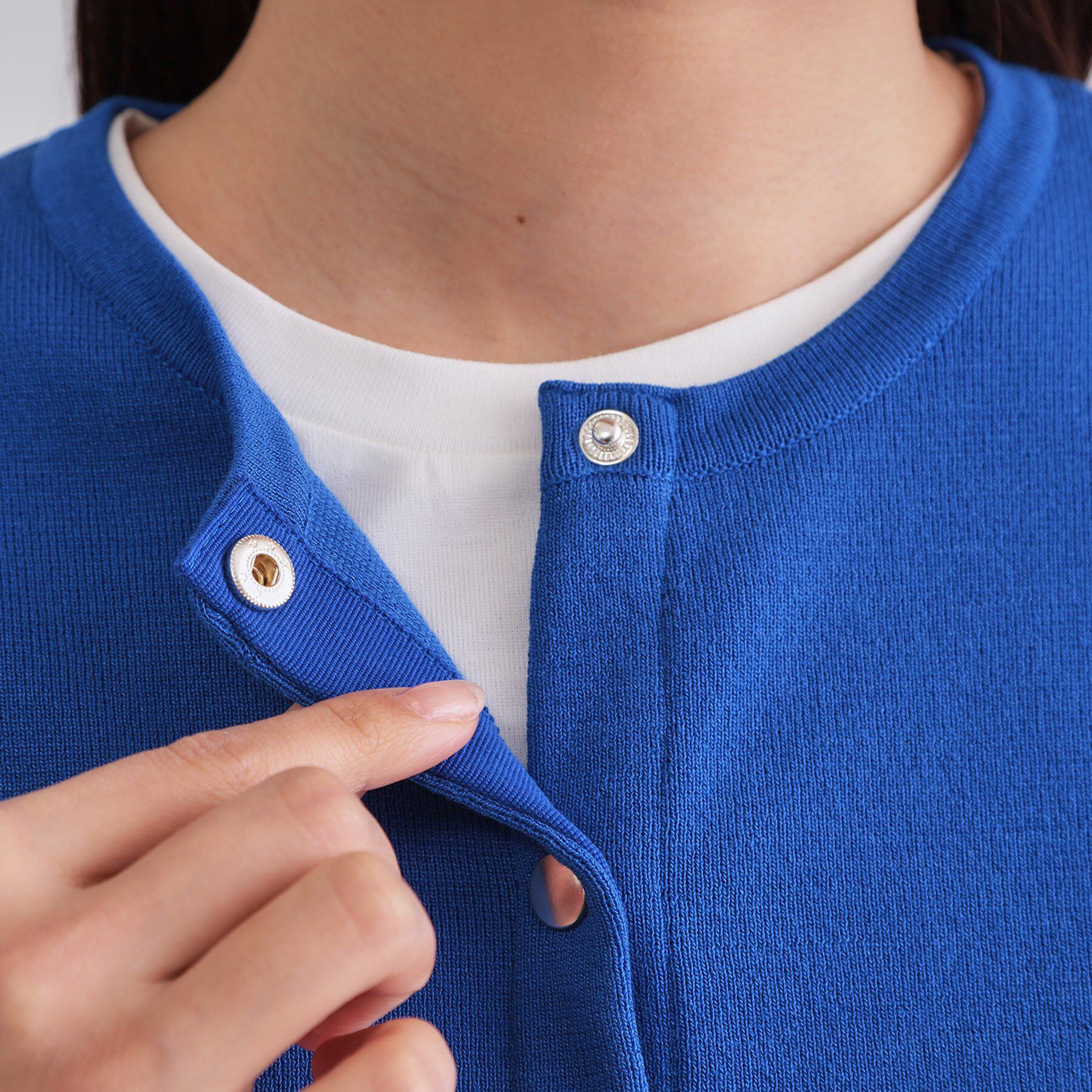 OPAQUE.CLIP「スナップボタンショートニットカーディガン【洗濯機洗い可】」|カーディガン|