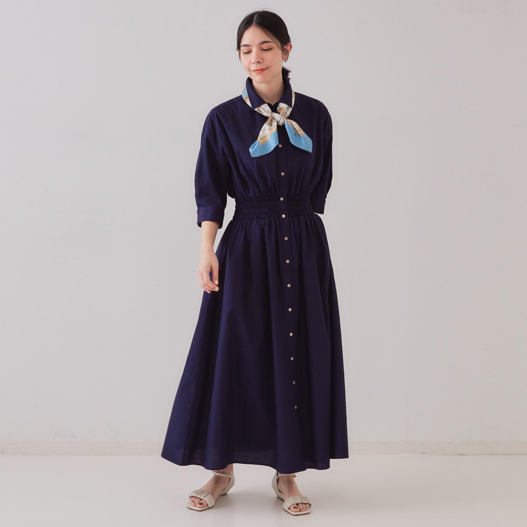 OPAQUE.CLIP「《5色展開》フィット＆フレアシャツワンピース【洗濯機洗い可】」|ワンピース|