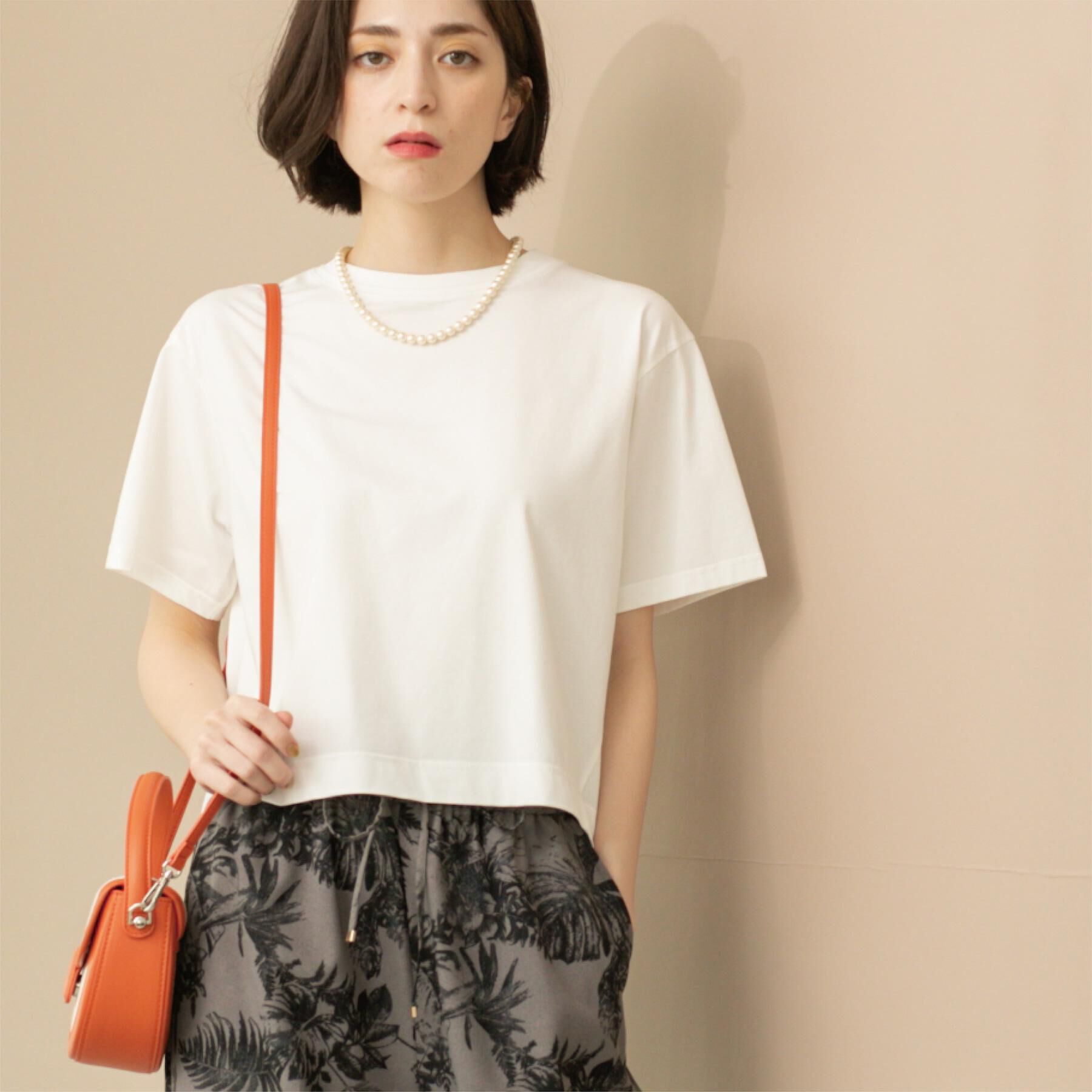 OPAQUE.CLIP「バックフレアショートTシャツ【洗濯機洗い可】」|Tシャツ・カットソー|