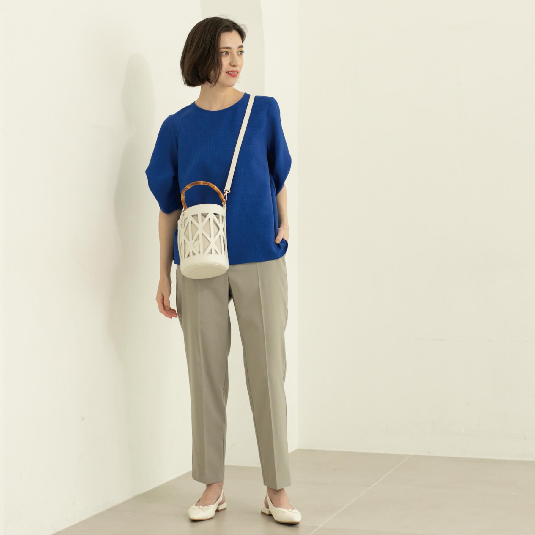 OPAQUE.CLIP「リネンライクタックスリーブブラウス【洗濯機洗い可/吸水速乾/接触冷感】」|シャツ・ブラウス|