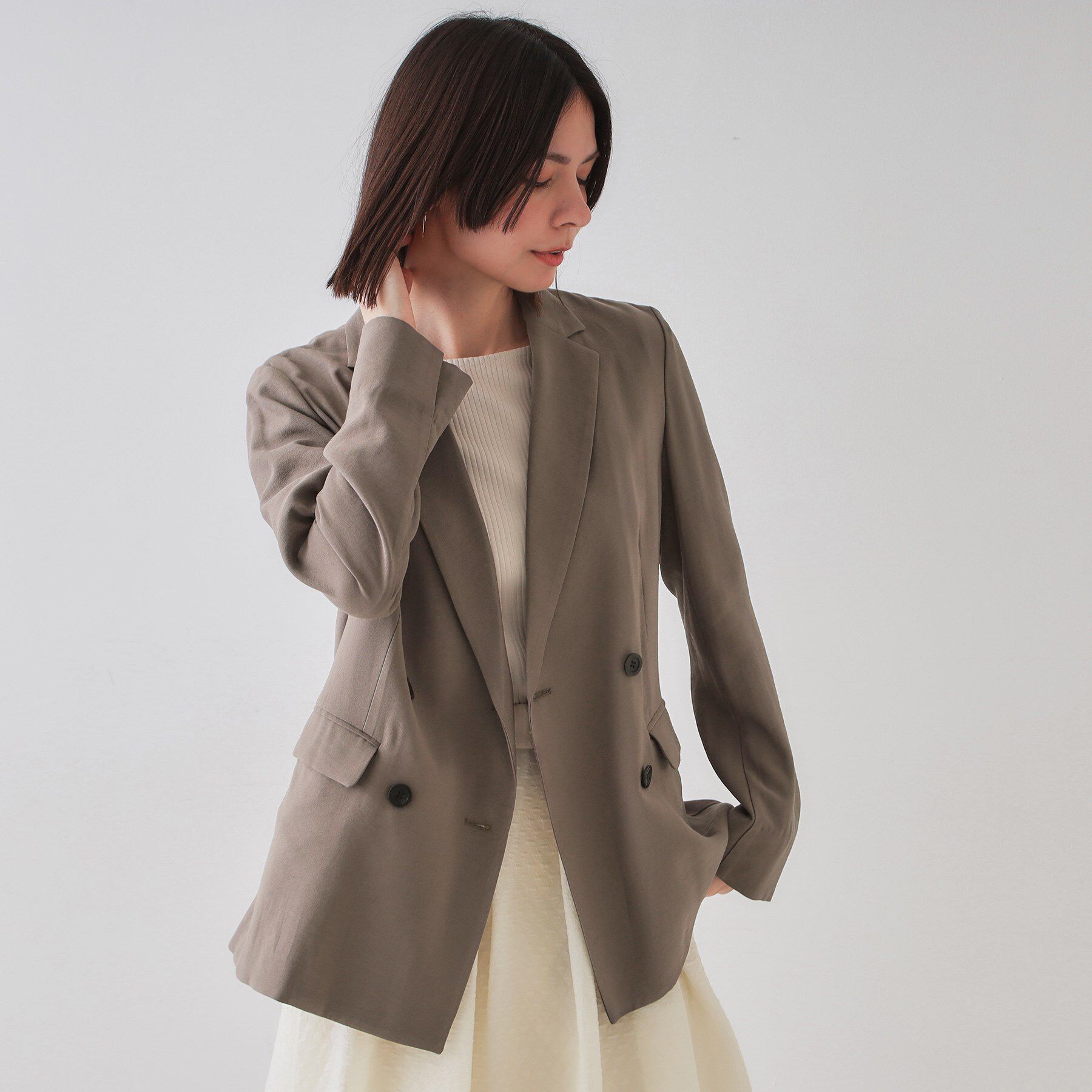 OPAQUE.CLIP「ダブルブレストジャケット【洗える】」|テーラードジャケット|トープ(054)